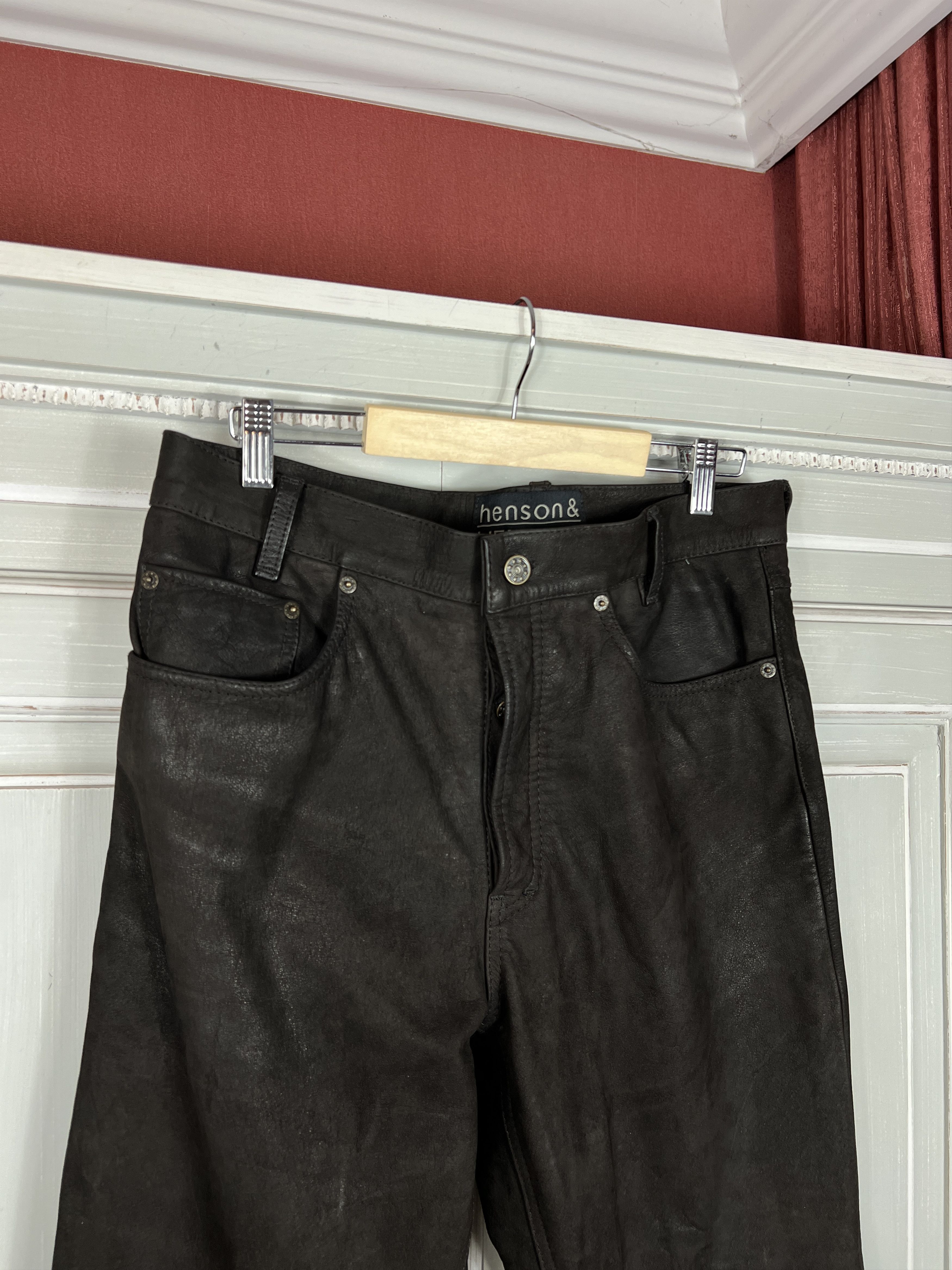 Genuine Leather × Vintage vintage brown leather biker pants Size US 33 - 2 Thumbnail