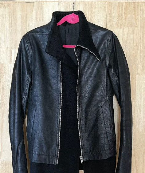 Rick Owens Rick Owens - Geo High Neck Leather Biker Jacket w