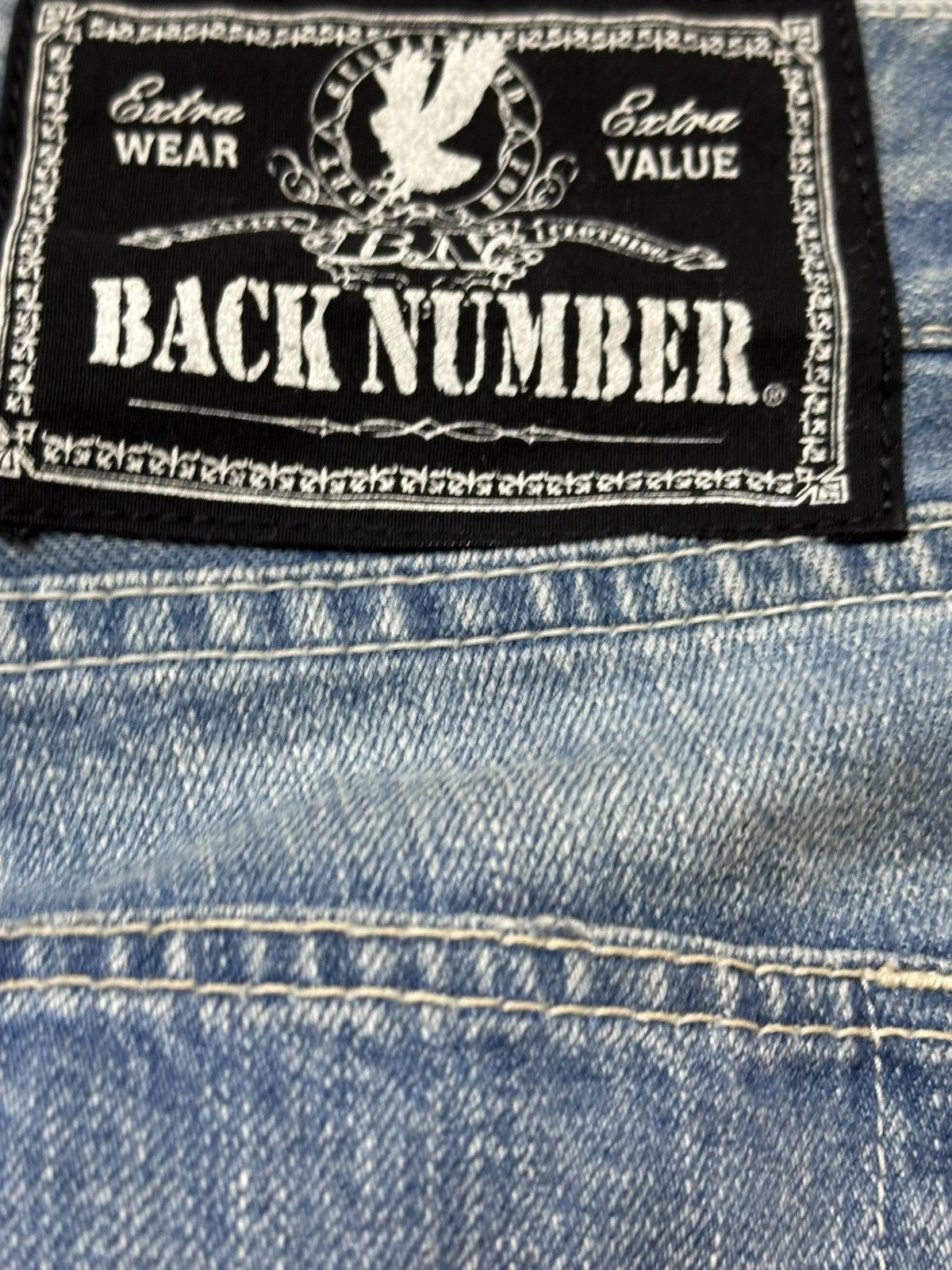 Numbers Vintage Back Number Faded Curve Leg Distressed Denim Size US 33 - 6 Thumbnail