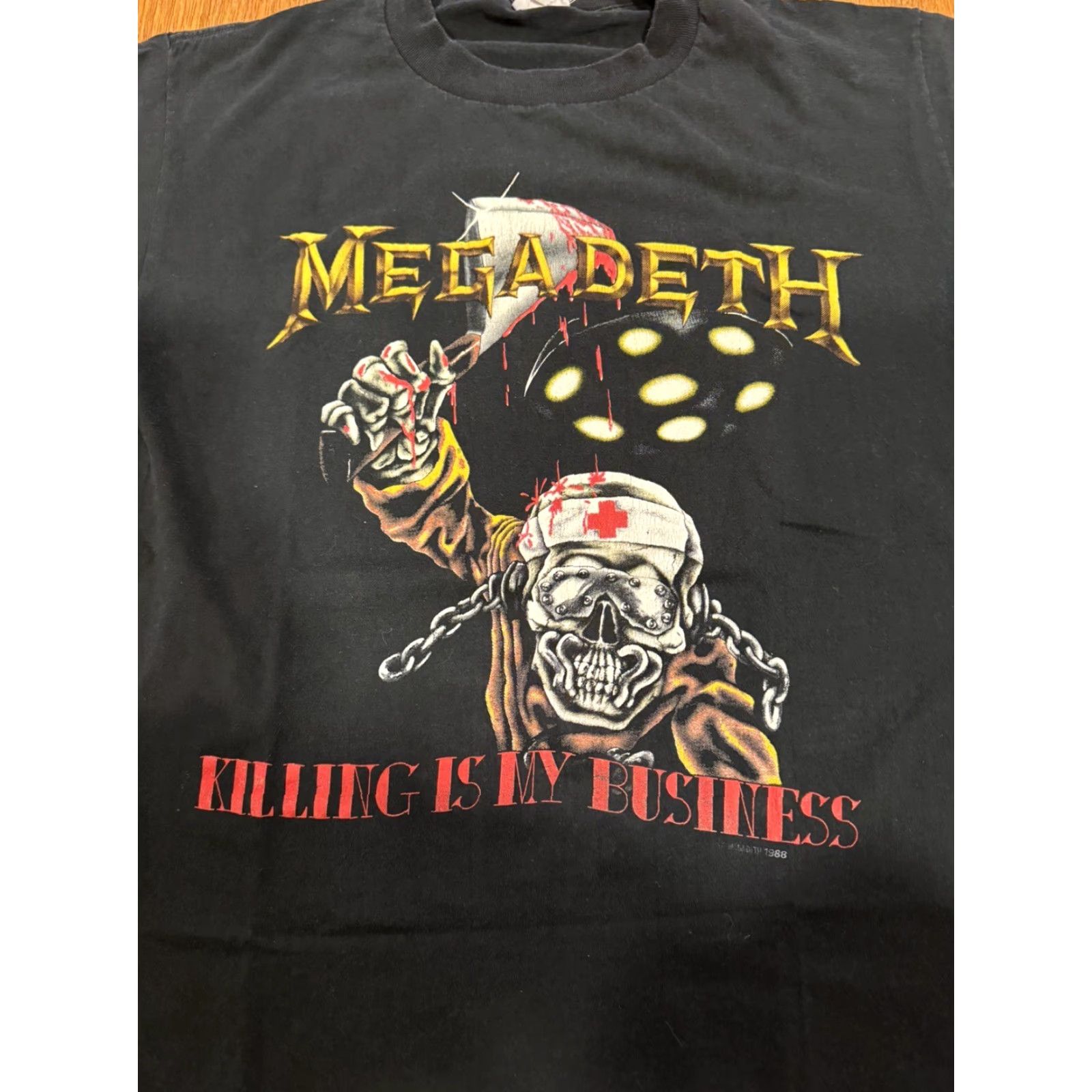 Vintage VINTAGE Megadeth Concert T-Shirt 1988 Killing is My Business Heavy Metal Shirt Men L Black Cotton Crew Neck Short Sleeve 80s Band Music Rock Size US L / EU 52-54 / 3 - 4 Thumbnail