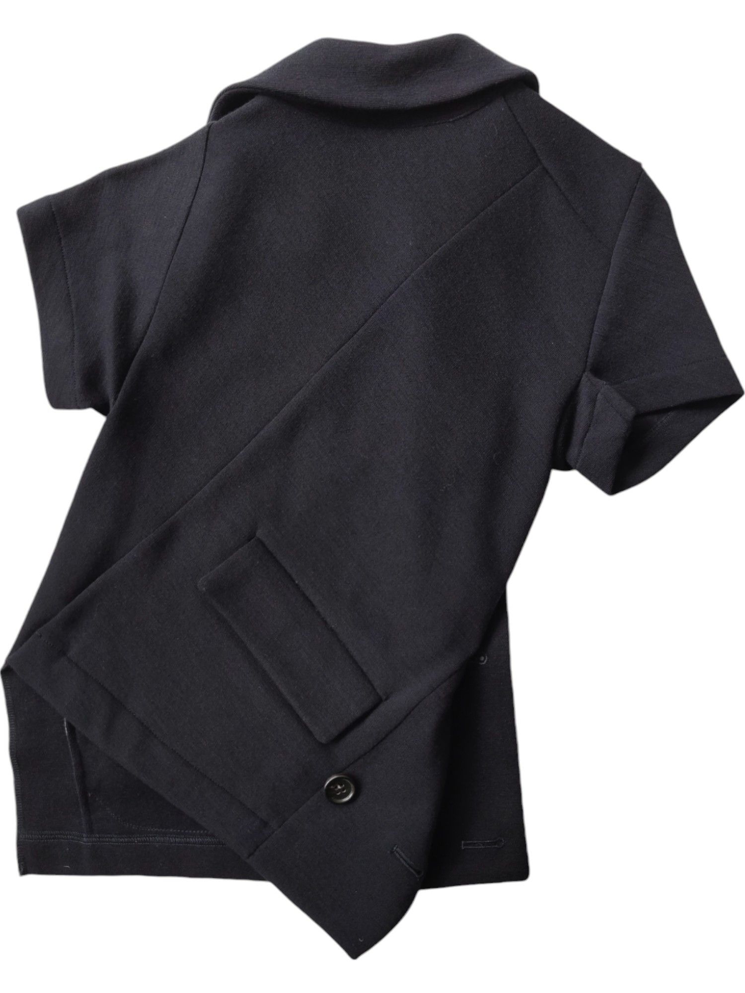 Comme des Garcons Dark Navy Short Sleeved Asymmetric Wool