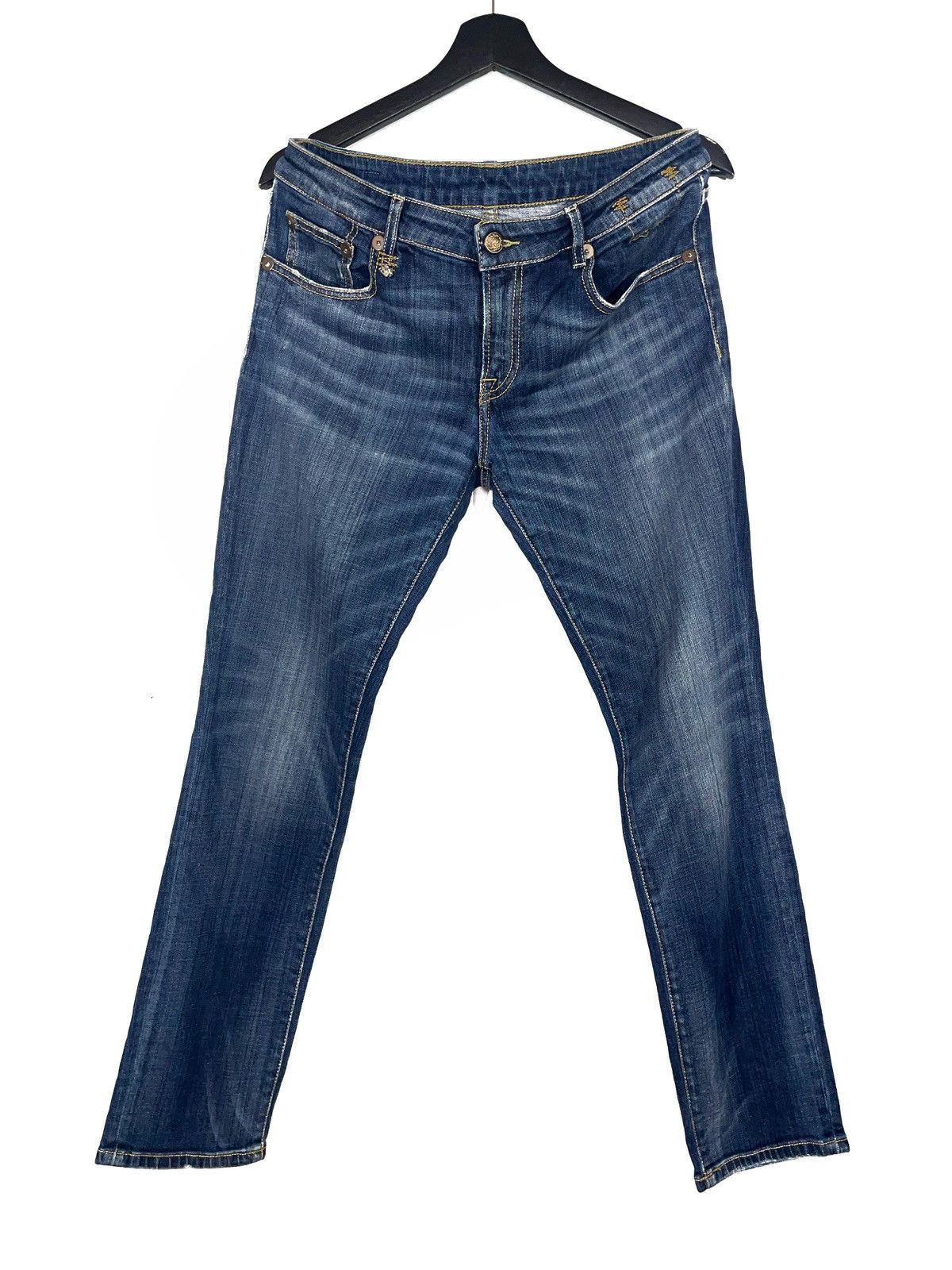 image of R13 Women Low Skinny Blue Y2K Jeans Size 31 Made In Italy