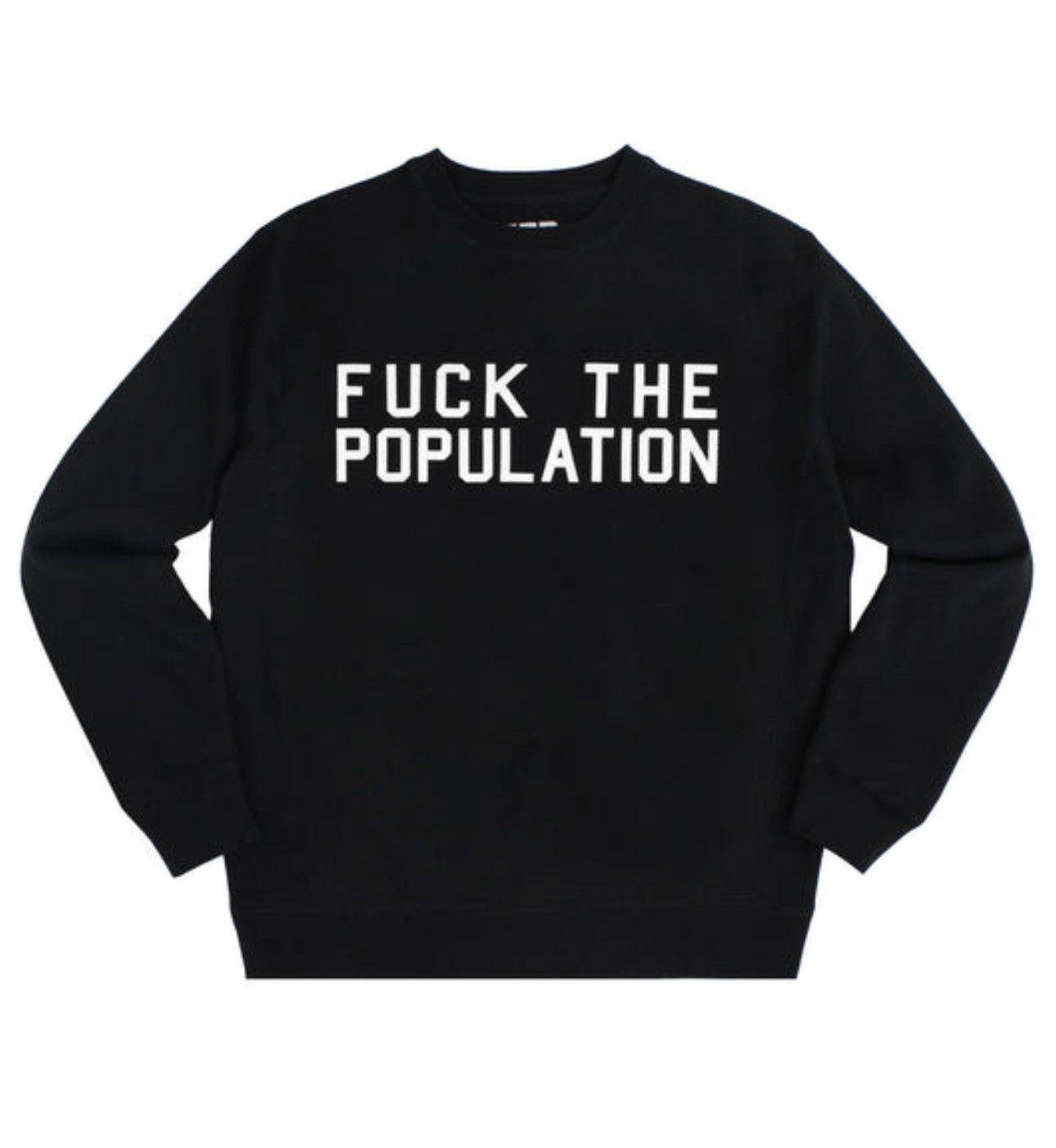 image of Fuck The Population Ftp Varsity Crewneck in Black, Men's (Size Large)
