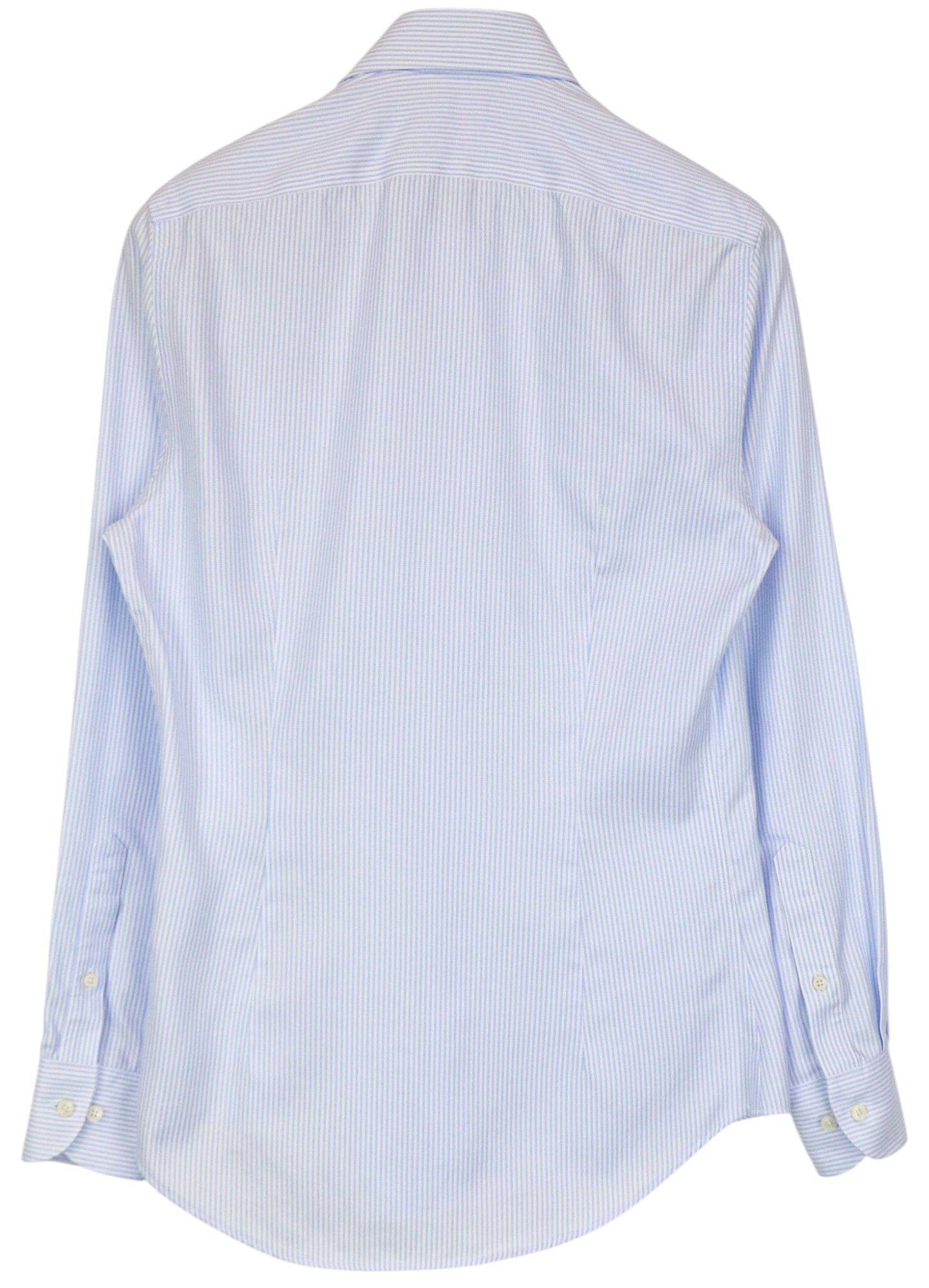 Suitsupply 38/15 Extra Slim Blue Cotton Striped Twill Shirt 78645 Size 38R - 2 Thumbnail