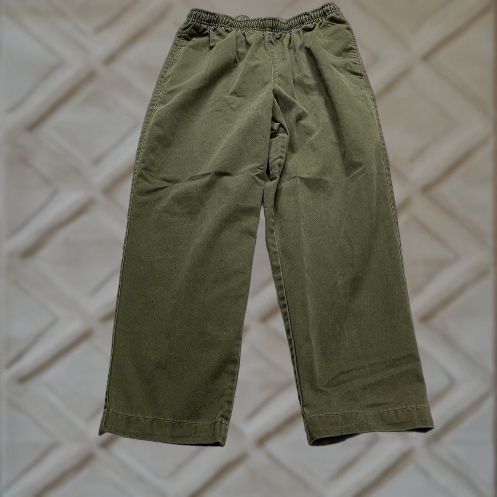 Lands' End Lands' End Chino Pants Womens 10P Petite Army Green Elastic Waist Straight 28x24 Army Classic Womens Size 32" / US 10 / IT 46 - 1 Thumbnail