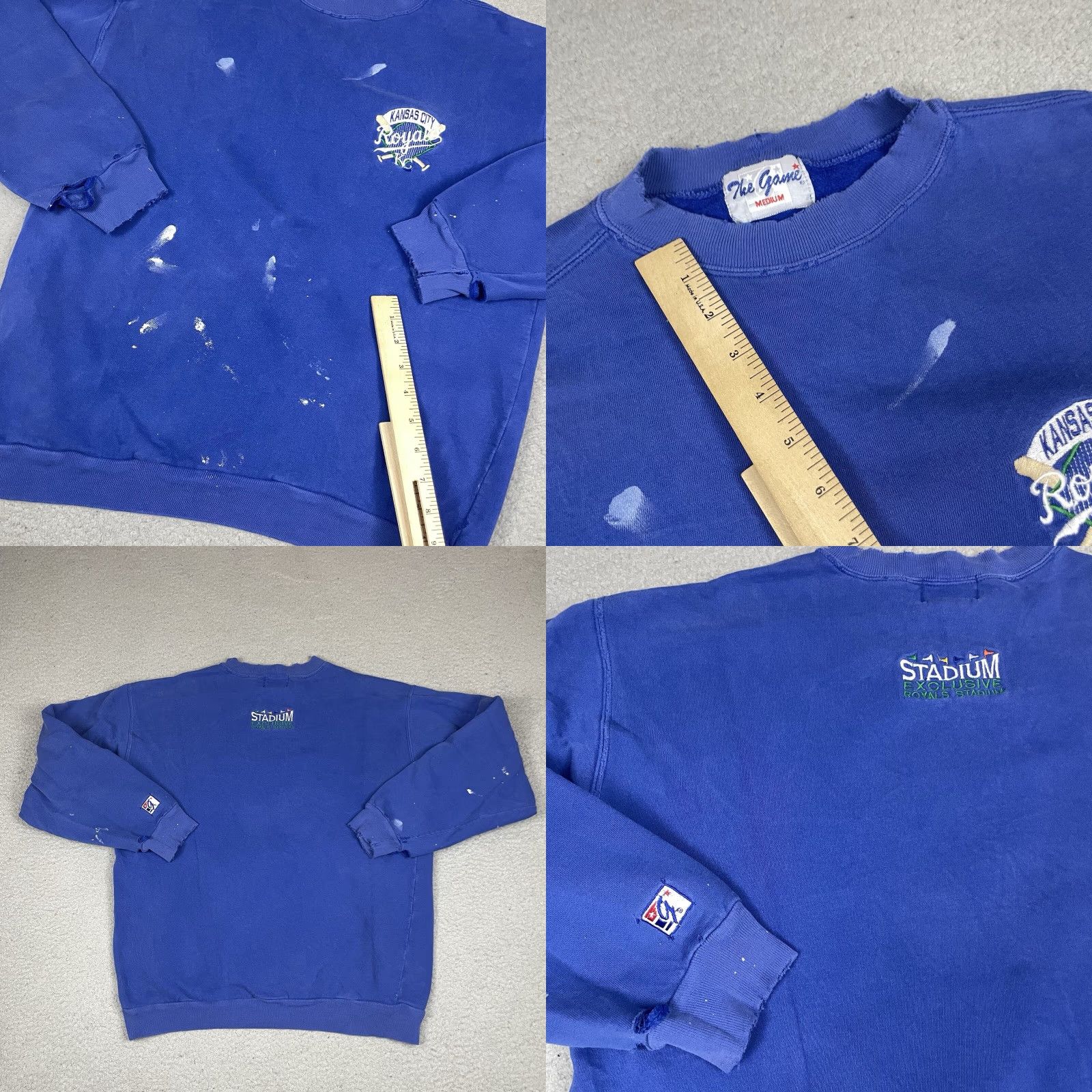 MLB VINTAGE Kansas City Royals Sweatshirt Adult M Blue Baseball MLB Distressed The Game Crew Neck Long Sleeve Embroidered Logo (White) Size US M / EU 48-50 / 2 - 8 Thumbnail