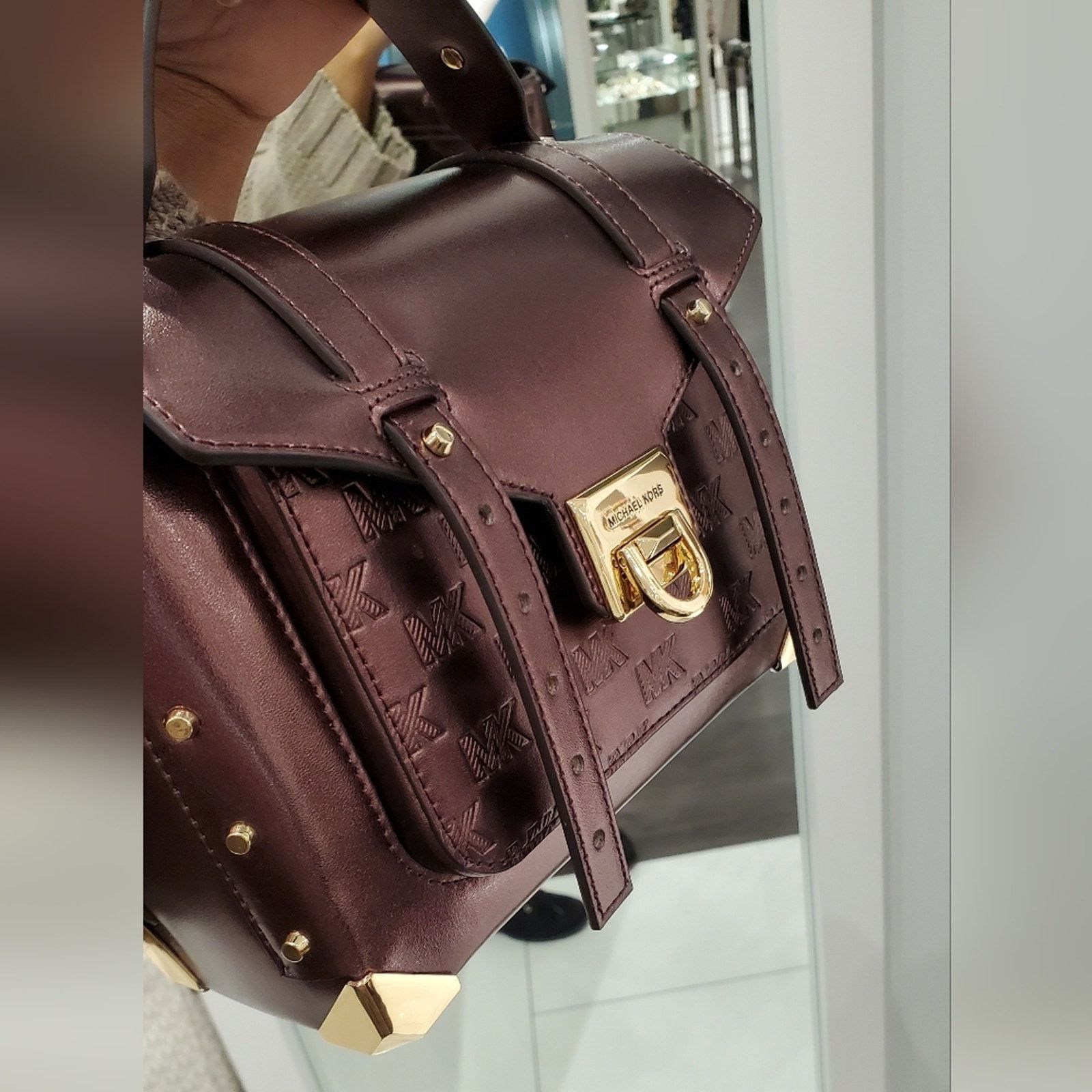 Michael Kors Michael Kors MANHATTAN MD Satchel Bordeaux Bronze Color Size ONE SIZE - 3 Thumbnail