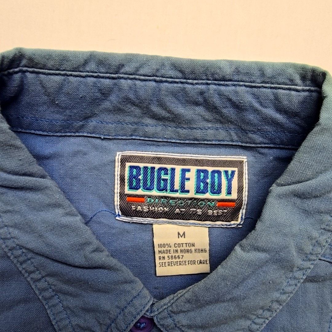 Bugle Boy Vintage Bugle Boy Blue Button-Up Logo Patch M Shirt 90s Size US XL / EU 56 / 4 - 9 Thumbnail