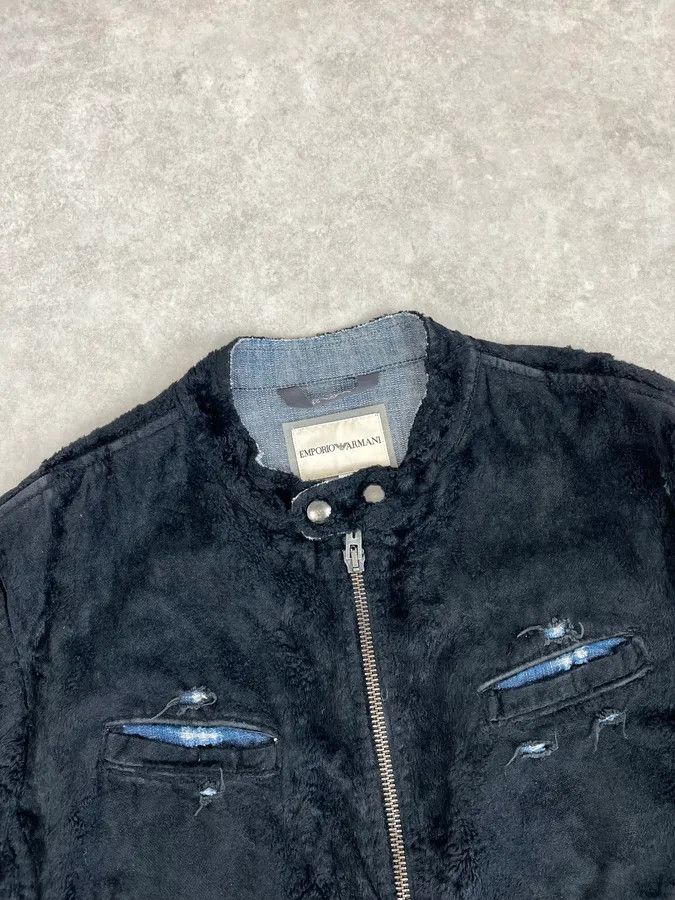 Emporio Armani AW2005 Emporio Armani Black Fleece & Denim Hybrid Jacket Size US L / EU 52-54 / 3 - 5 Thumbnail