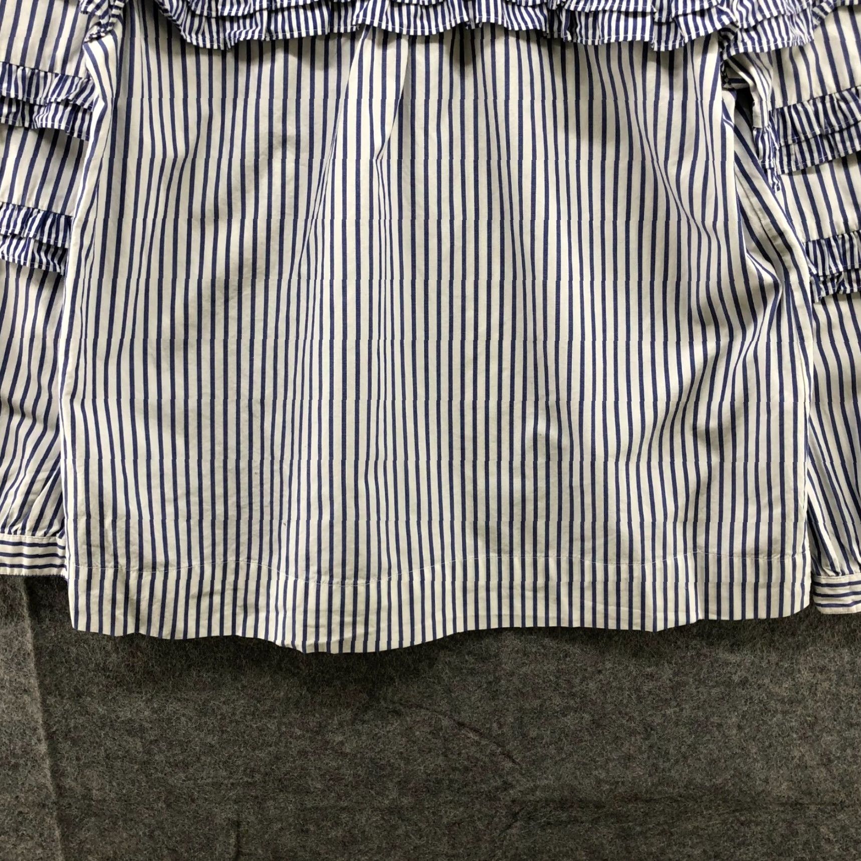 J.Crew J. Crew Long Sleeve Blouse Womens 0 XS Blue White Stripe Ruffle Cotton Crew Neck Tie Back Nautical Casual Blouse Womens Size XS / US 0-2 / IT 36-38 - 4 Thumbnail