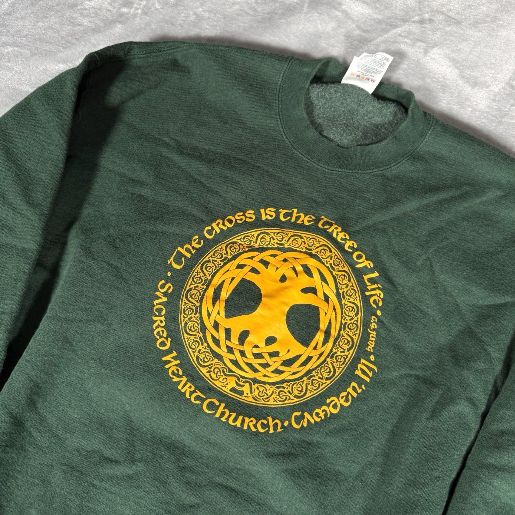 Vintage VINTAGE Sacred Heart Church New Jersey Sweatshirt Mens XL Made In USA Green 90s Size US XL / EU 56 / 4 - 2 Thumbnail