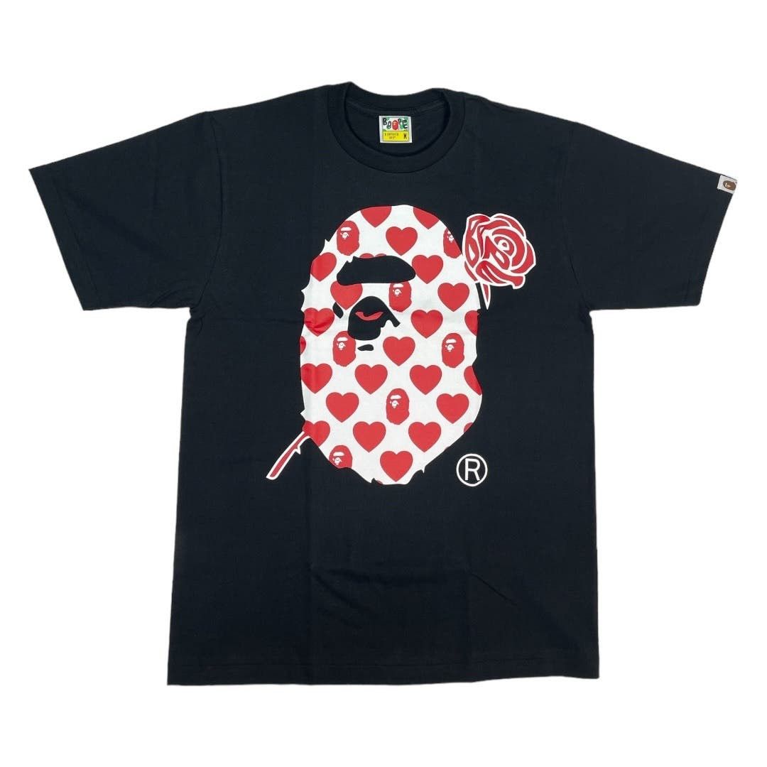 image of Bape Valentine Ape Head Tee in Black, Men's (Size Medium)