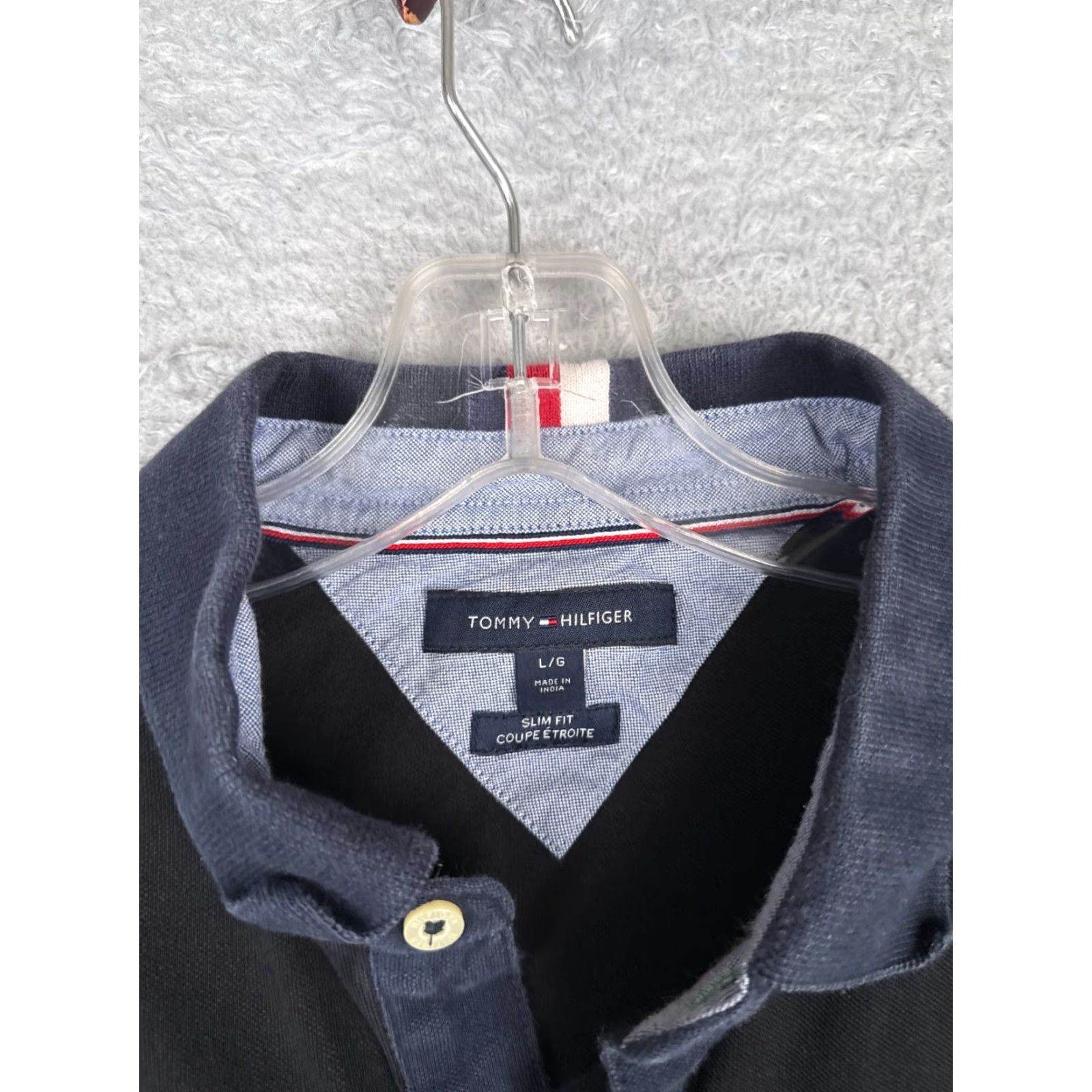 Tommy Hilfiger Tommy Hilfiger Polo Shirt Men Large Black Cotton Crest Short Sleeve Slim Crest Size US L / EU 52-54 / 3 - 7 Thumbnail