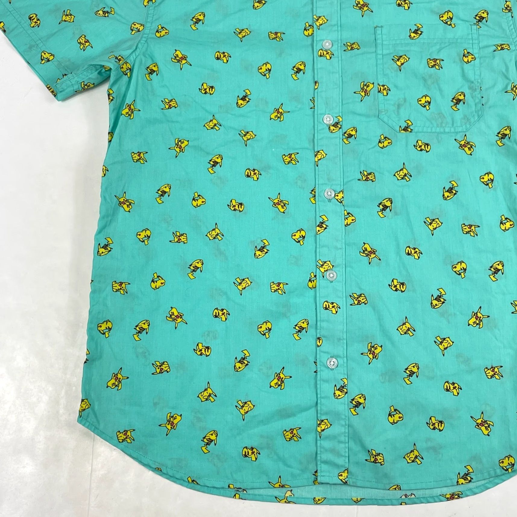 Vintage Pokemon Shirt Mens Medium Green Pikachu Short Sleeve Button Up Golf Gamer Arcade Size US M / EU 48-50 / 2 - 5 Thumbnail