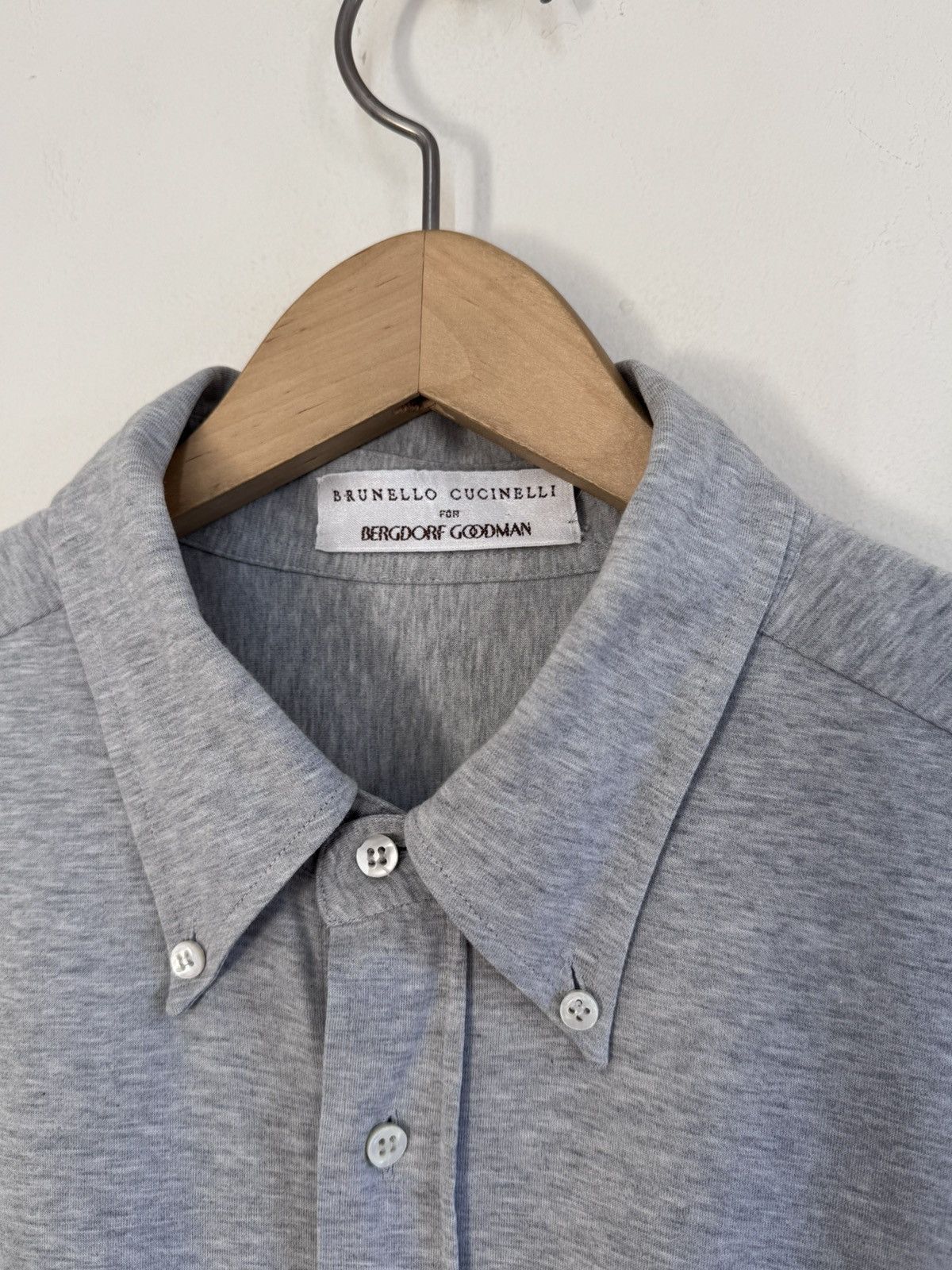 Brunello Cucinelli Brunello Cucinelli Bergdorf Grey Jersey Button Down Shirt 56 Size US XL / EU 56 / 4 - 3 Thumbnail