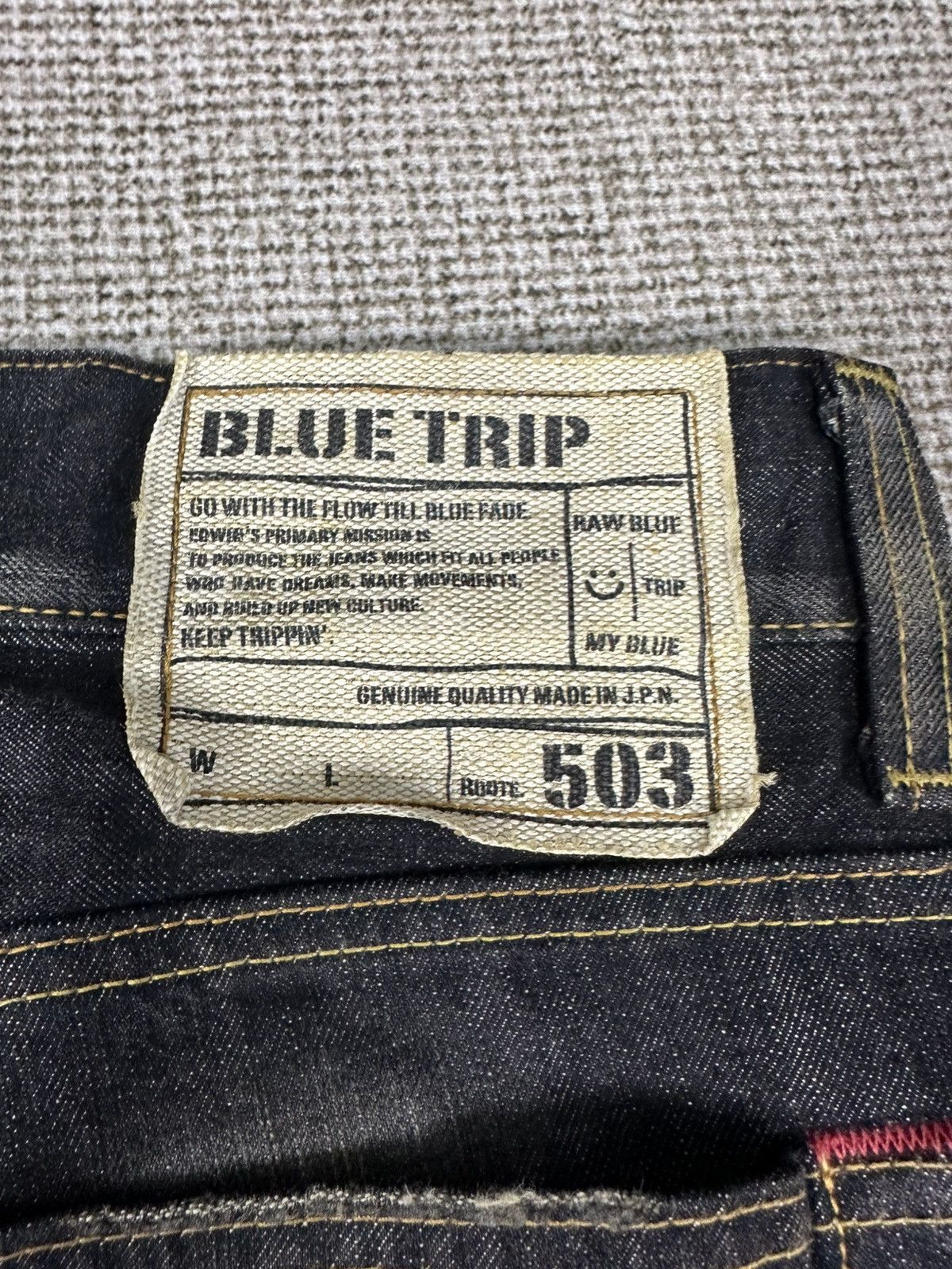 Edwin Vintage Edwin 503 Blue Trip Black Denim 33x34 D775 Size US 33 - 8 Thumbnail