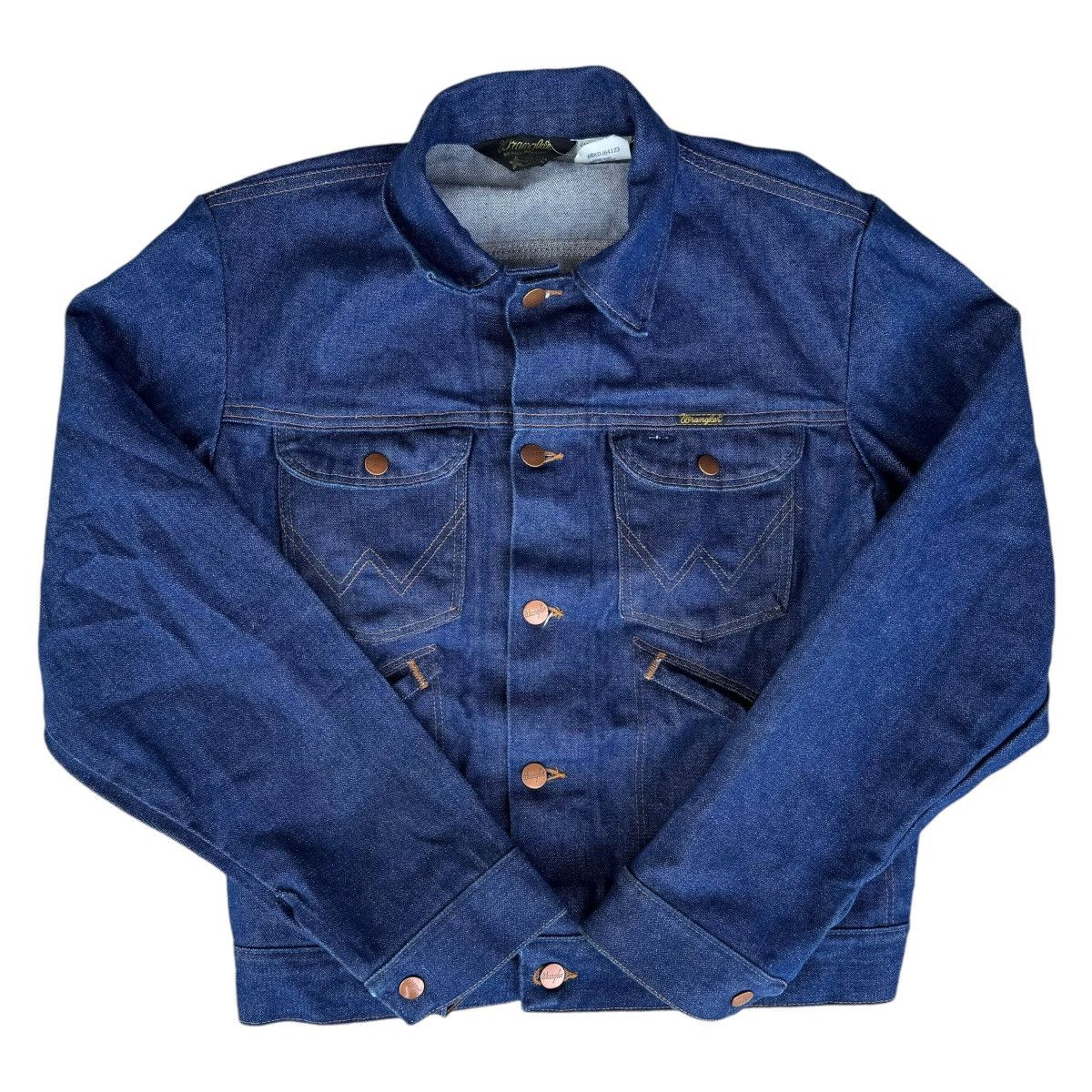 Vintage × Wrangler 74126NV 70s True Vintage Wrangler Navy Denim Trucker Jacket Size US XXS / EU 40 - 16 Thumbnail