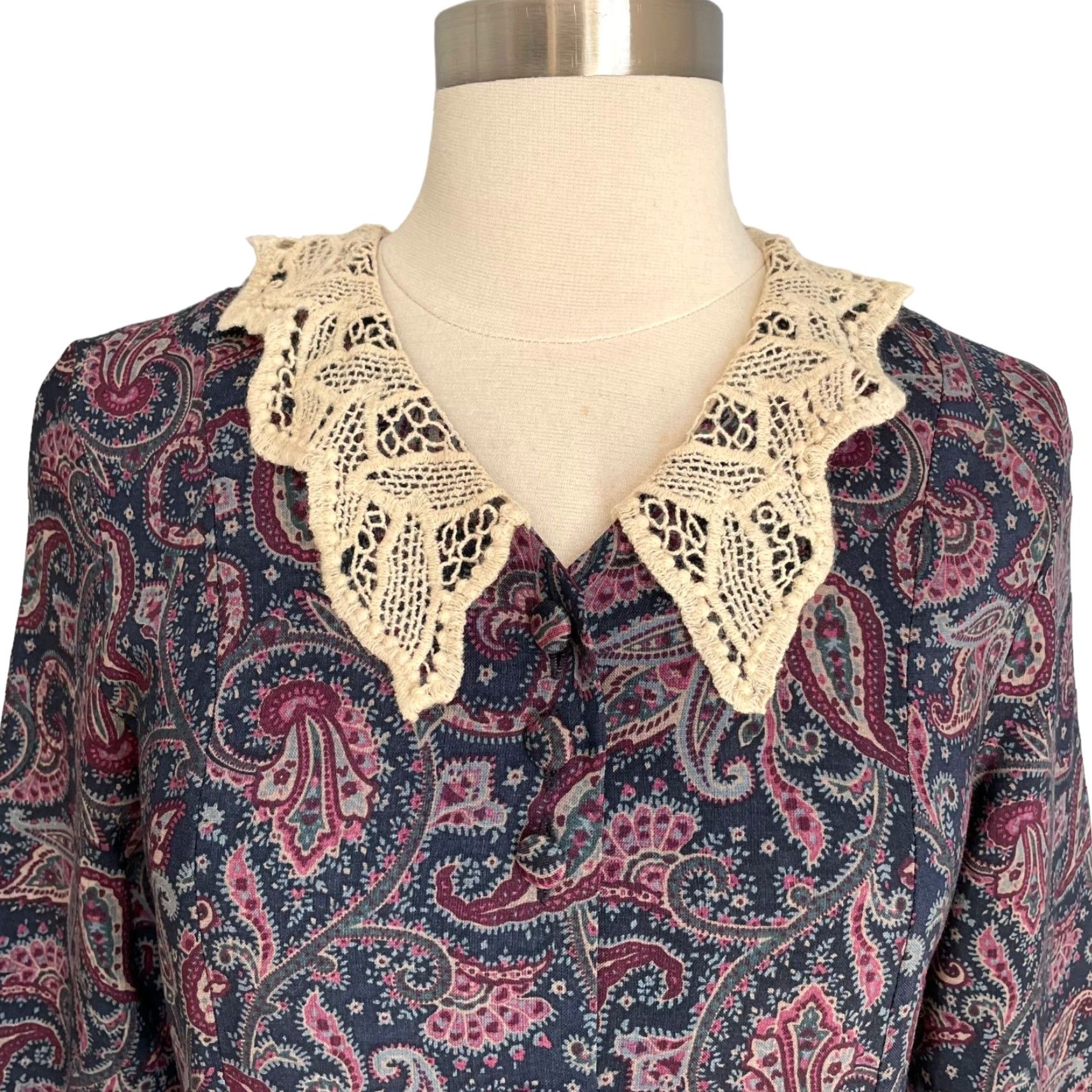 Laura Ashley VINTAGE Laura Ashley Paisley Midi Dress Prairie Cottagecore Victorian Sz S Dress (US 8) Womens Size S / US 4 / IT 40 - 3 Thumbnail