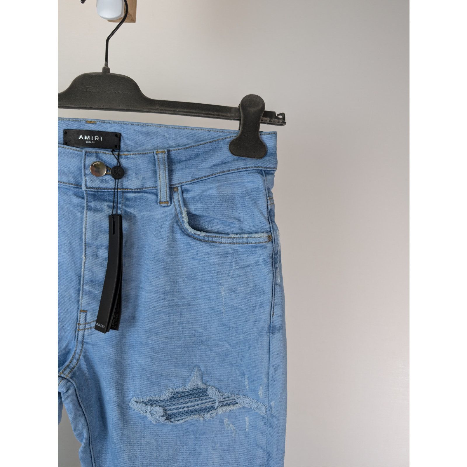 Amiri o1rshd1 Oversized Mesh Jeans in Ashley Blue Size US 31 - 5 Thumbnail