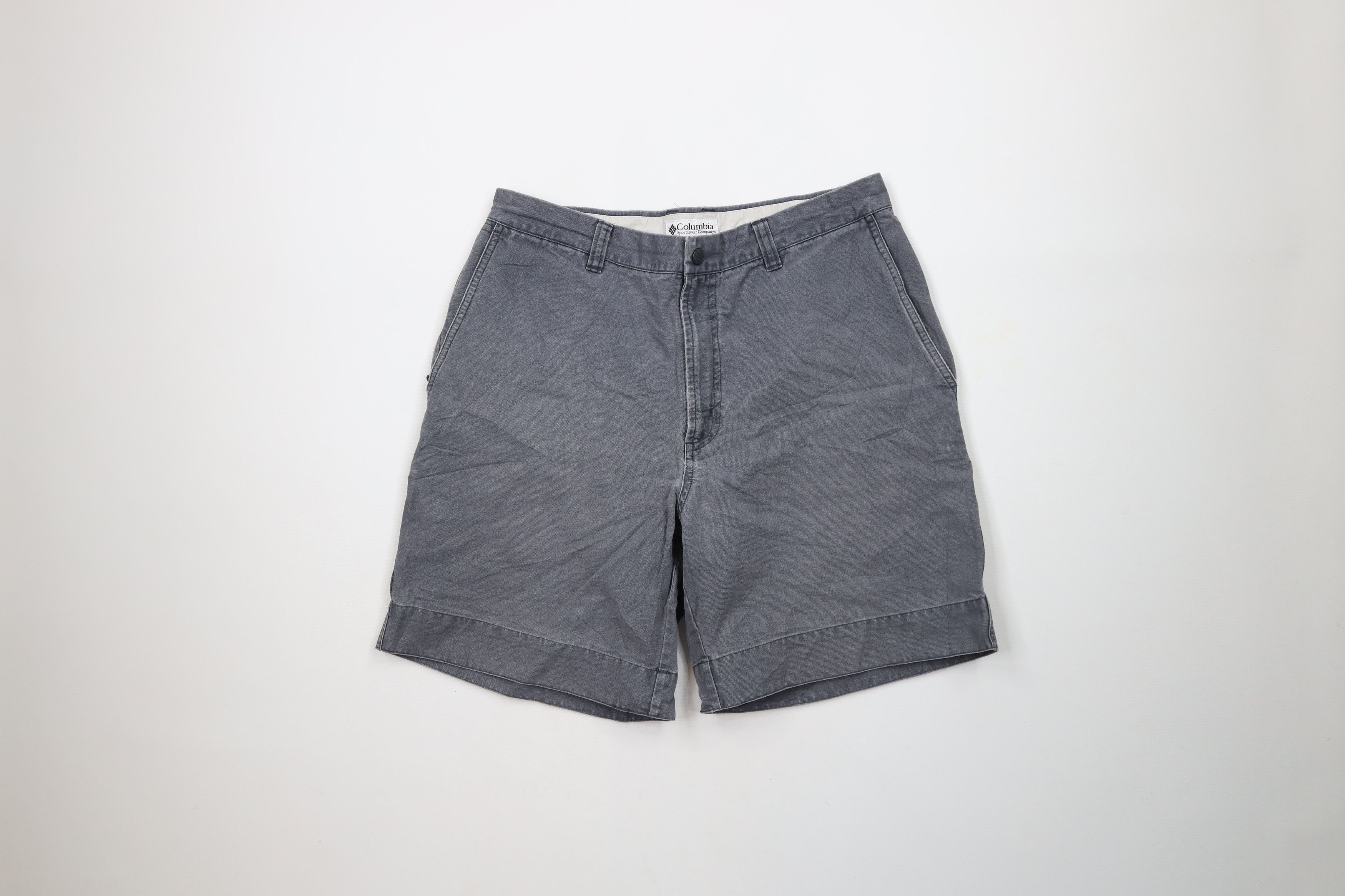 Columbia × Vintage Vintage 90s Columbia Spell Out Above Knee Canvas Shorts Gray Size US 32 / EU 48 - 1 Thumbnail