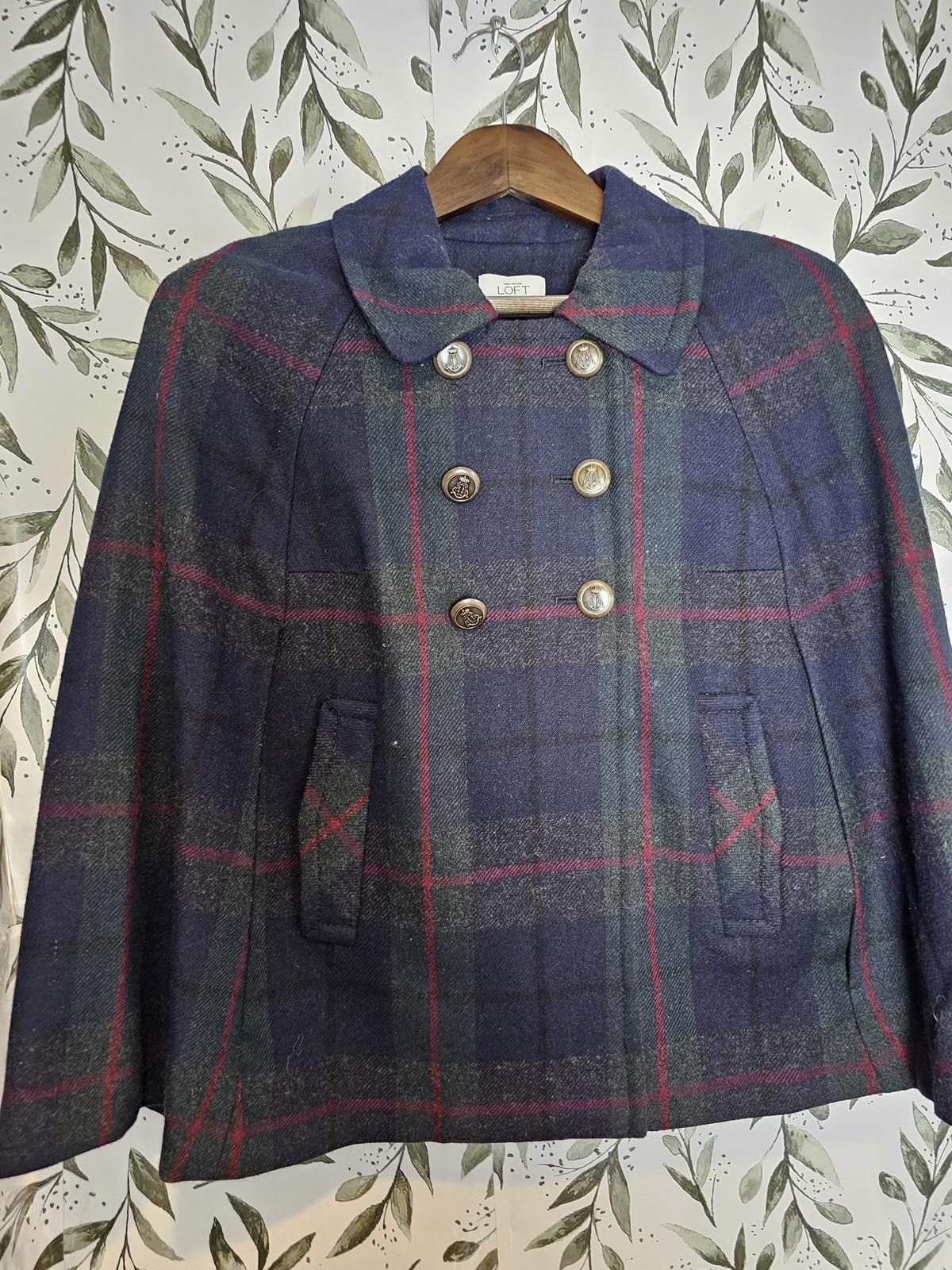 Other Ann Taylor Loft Cape Jacket Plaid Green Womens Size XS/S Size S / US 4 / IT 40 - 1 Thumbnail