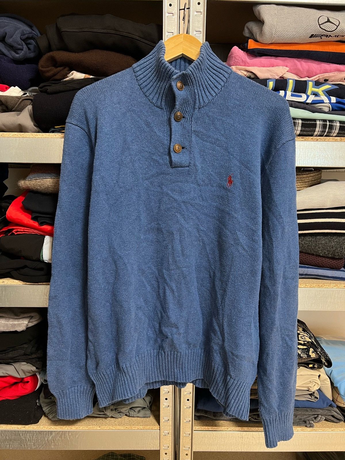 Polo Ralph Lauren × Ralph Lauren × Vintage Vintage Polo Ralph Lauren Button Neck Knitted Sweater Mens L Size US L / EU 52-54 / 3 - 1 Thumbnail