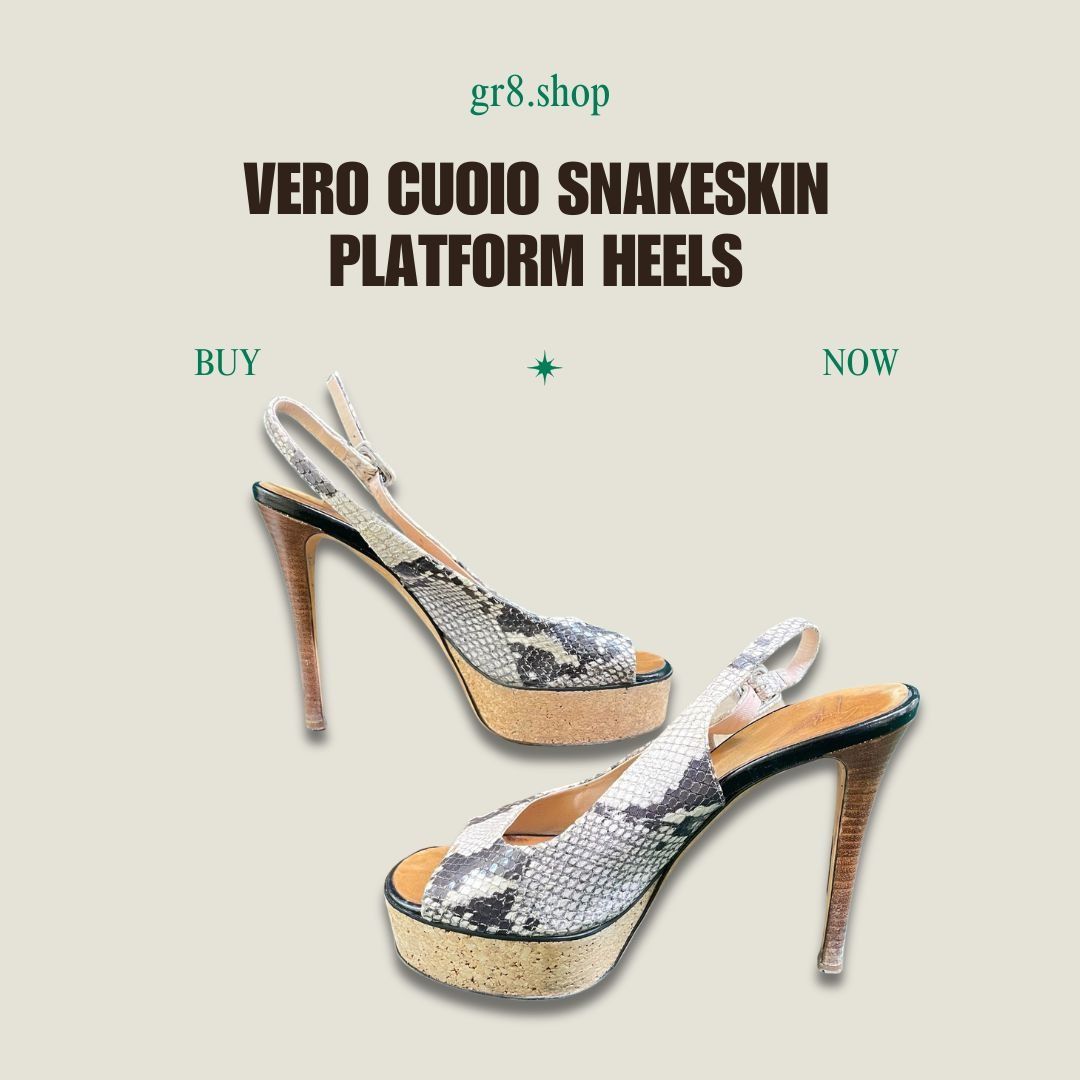 Other VERO CUOIO Slingback Women's Size 6.5 Heels Snakeskin Platfo Size US 6.5 / IT 36.5 - 1 Thumbnail
