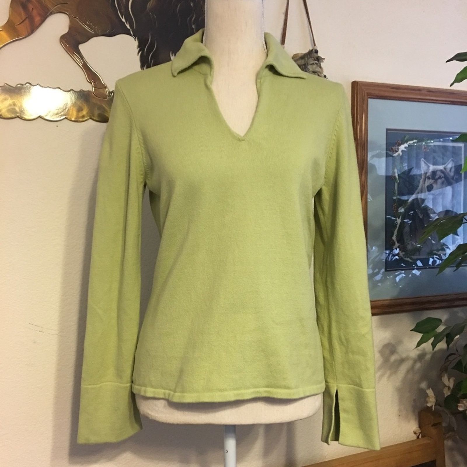 Other Hillard & Hansen chartreuse green collared sweater Size M / US 6-8 / IT 42-44 - 2 Thumbnail