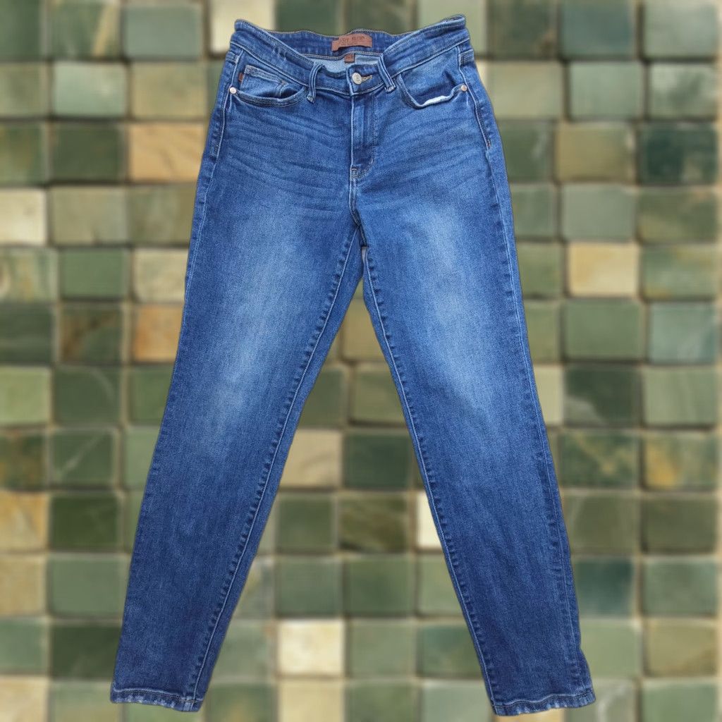 Denime Judy Blue Boyfriend Jeans Size 28 Dark Wash Stretch Denim Mid Rise Slim 5-Pocket Design Women's Jeans Size 28" / US 6 / IT 42 - 1 Thumbnail