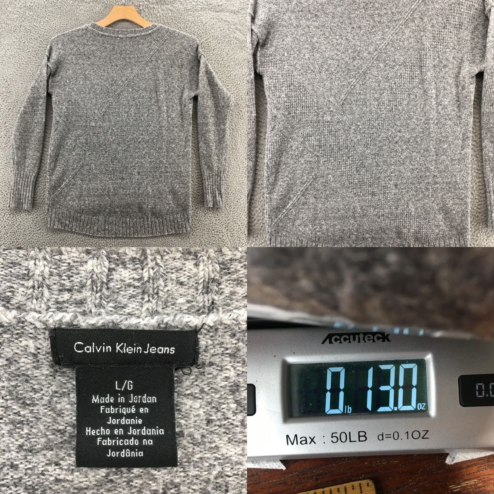 Calvin Klein Calvin Klein Sweater Pullover Womens L Gray Long Sleeve Casual Round Neck Knit Size L / US 10 / IT 46 - 8 Thumbnail