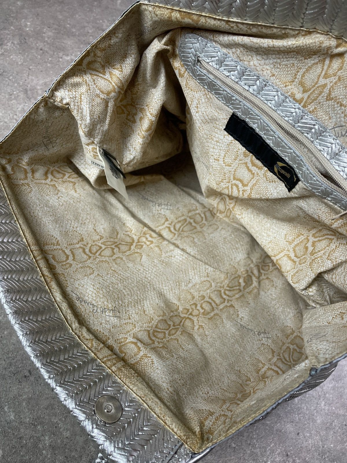 Roberto Cavalli × Vintage Vintage Y2K Avant Garde Just Cavalli Metallic Leather Bag Size ONE SIZE - 10 Thumbnail