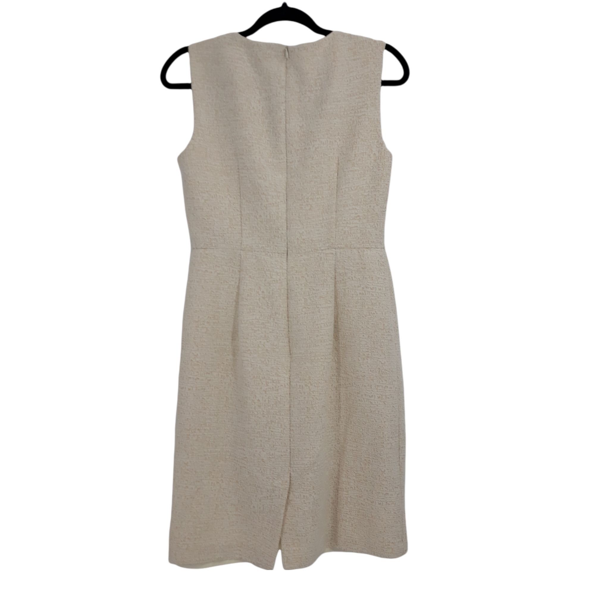 Vintage Vtg 80s Retro 60s Sheath Dress 6 Cream Brocade Jackie O Gold Size M / US 6-8 / IT 42-44 - 2 Thumbnail