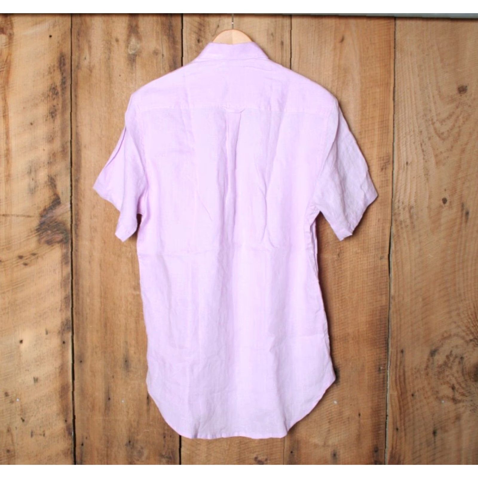 Vintage LOST IN NOWHERE Light Lilac Purple Linen Short Sleeve Button Front Shirt Sz. L Mens Shirt Size US L / EU 52-54 / 3 - 5 Thumbnail