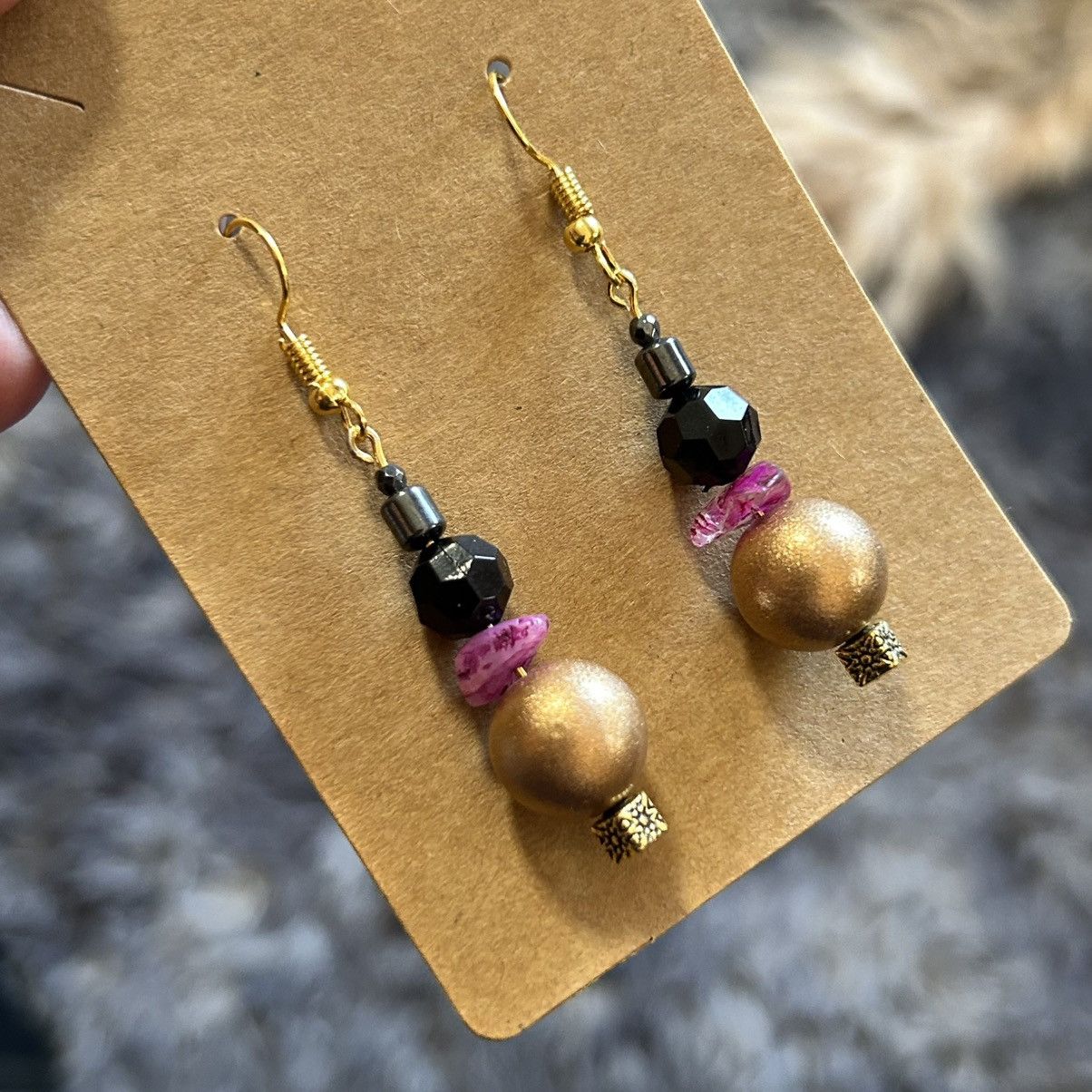 Handmade Handcrafted elegant matte vintage bead earrings Size ONE SIZE - 1 Thumbnail