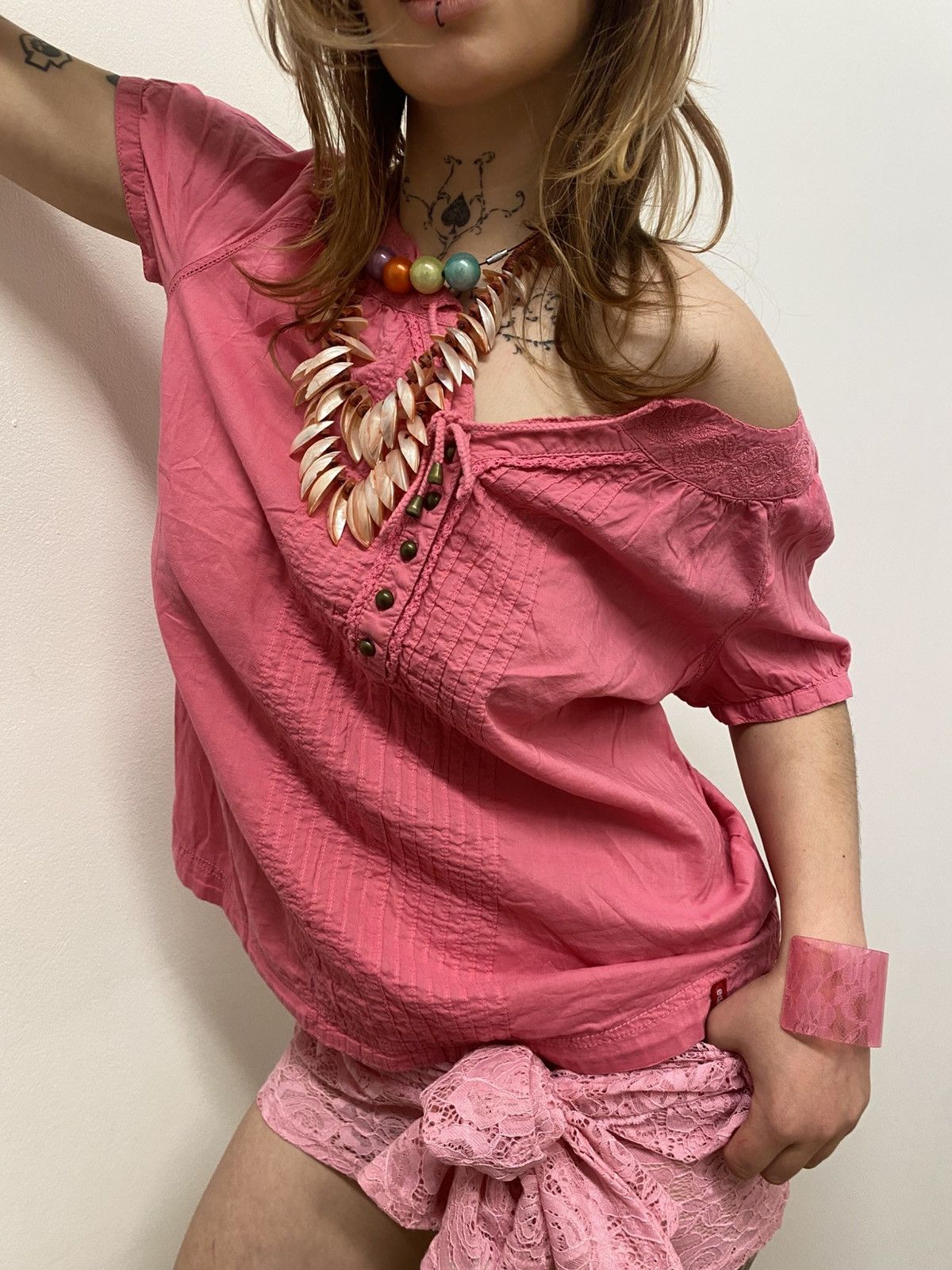 Vintage Pink coquette blouse Size S / US 4 / IT 40 - 1 Thumbnail