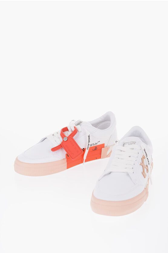image of Off White Vulcanized Low Sneakers With Embroidered Arrow in White, Women's (Size 11)