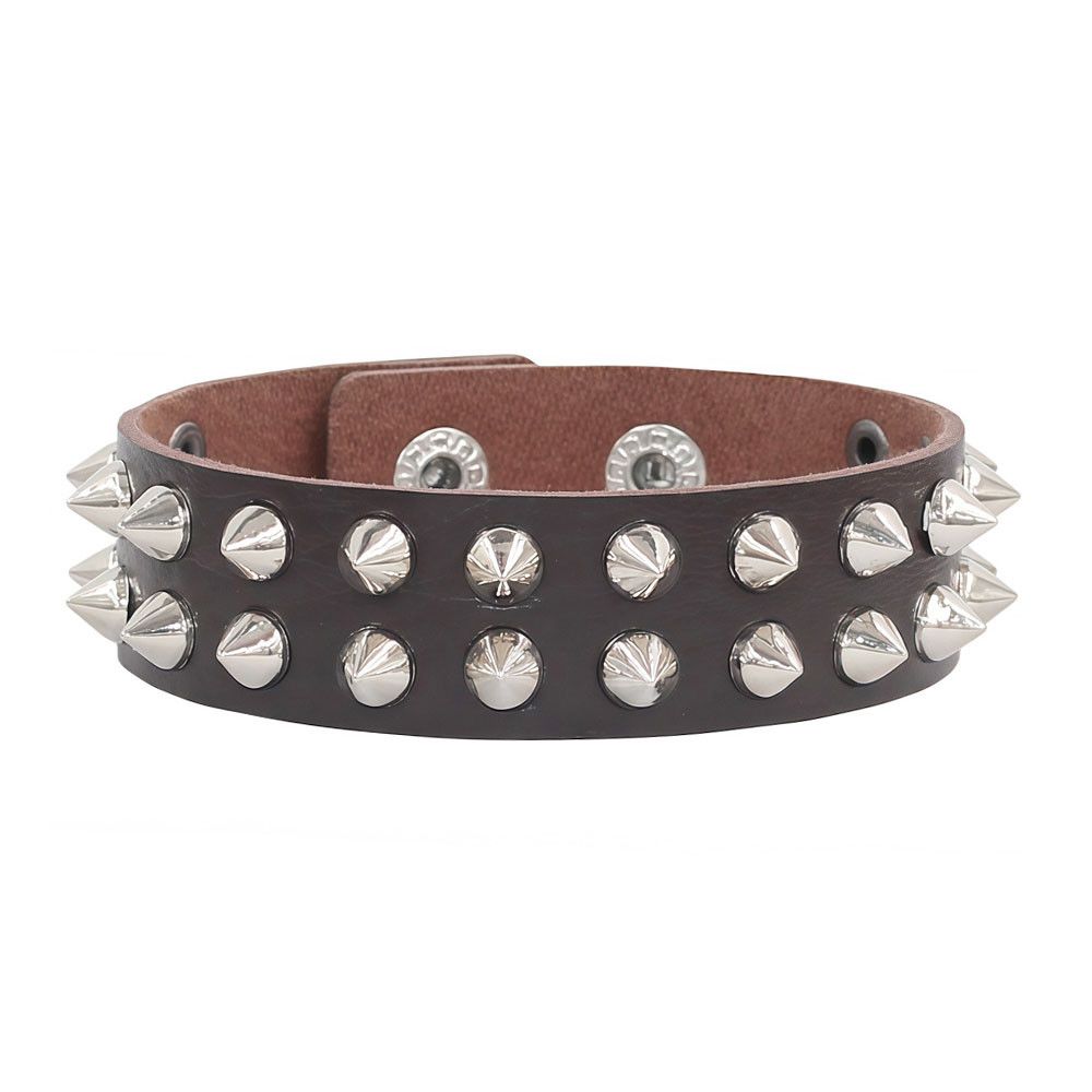 Japanese Brand Pu leather 2 Line Spike Vintage Bracelet Size ONE SIZE - 2 Thumbnail