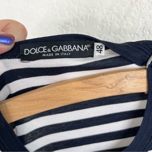 Dolce & Gabbana VTG Dolce and Gabbana Striped Crew Neck Logo Patch Contrast Size US M / EU 48-50 / 2 - 7 Thumbnail