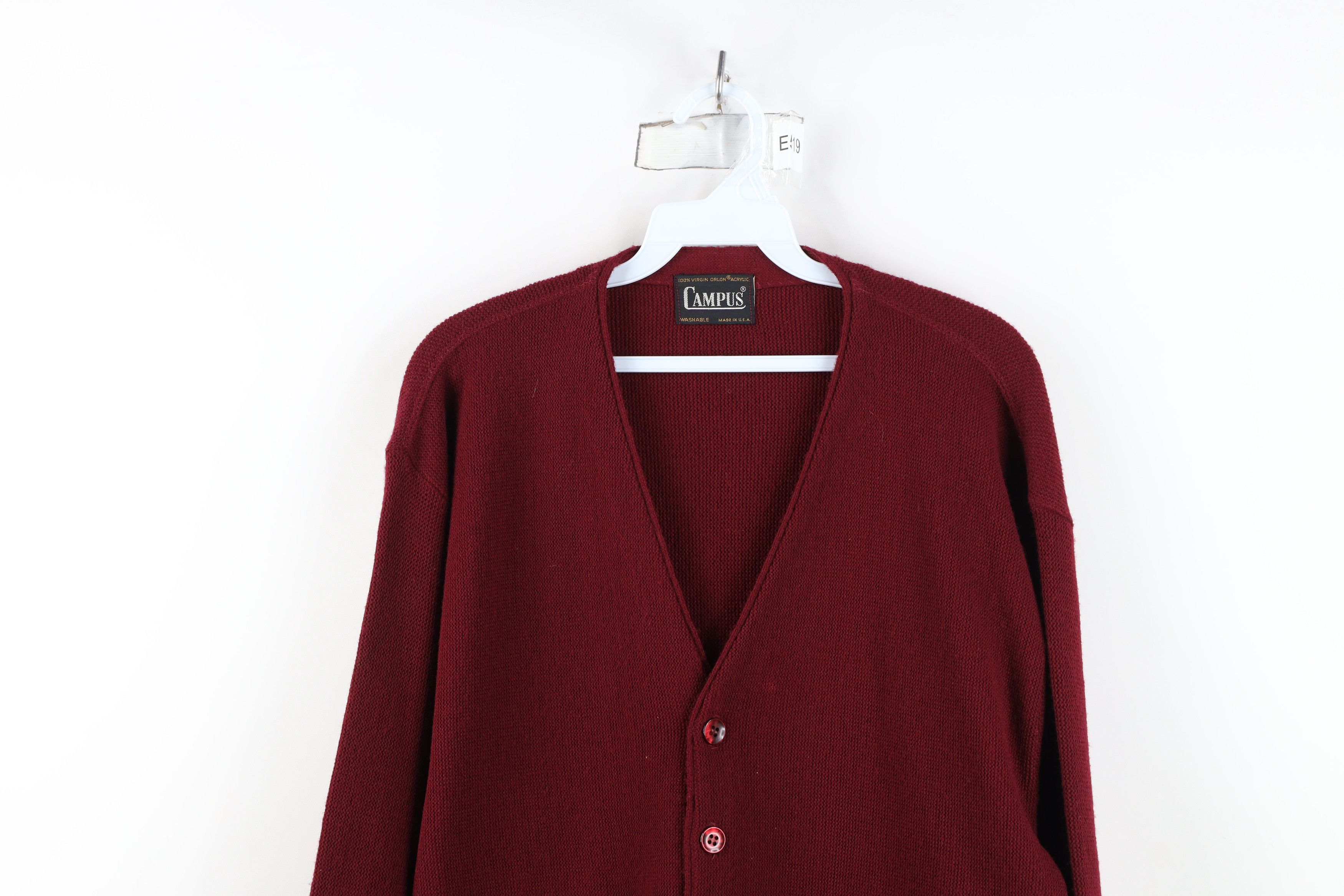Vintage Vintage 60s Streetwear Knit Cardigan Sweater Burgundy USA Size US M / EU 48-50 / 2 - 2 Thumbnail
