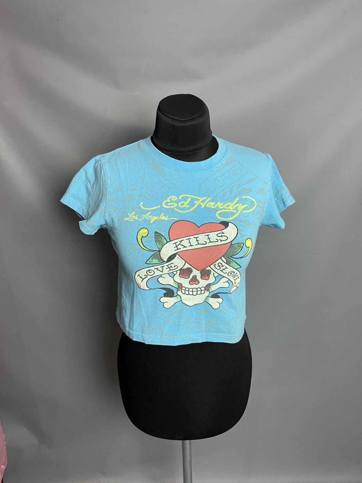 Ed Hardy Ed Hardy Cropped T-Shirt Blue Graphic Skull Animal Size M Size M / US 6-8 / IT 42-44 - 1 Thumbnail