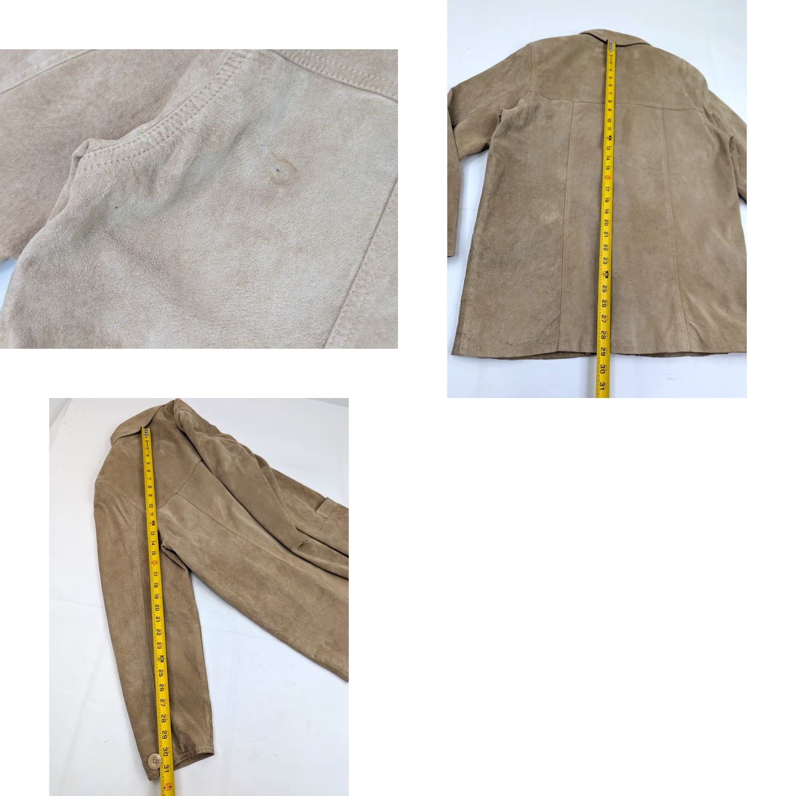 Vintage Vtg Giacca Suede Leather Lined Button Jacket Women M Beige Long Field Coat Size M / US 6-8 / IT 42-44 - 9 Thumbnail