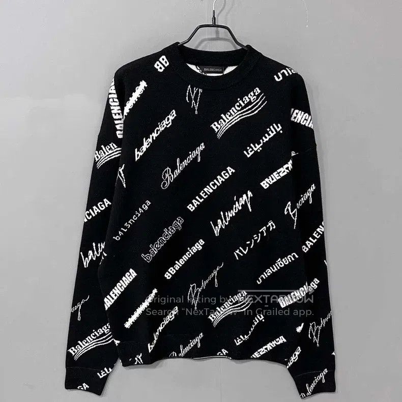 Balenciaga Balenciaga Multi-element barrage print knit sweater Size US L / EU 52-54 / 3 - 1 Thumbnail