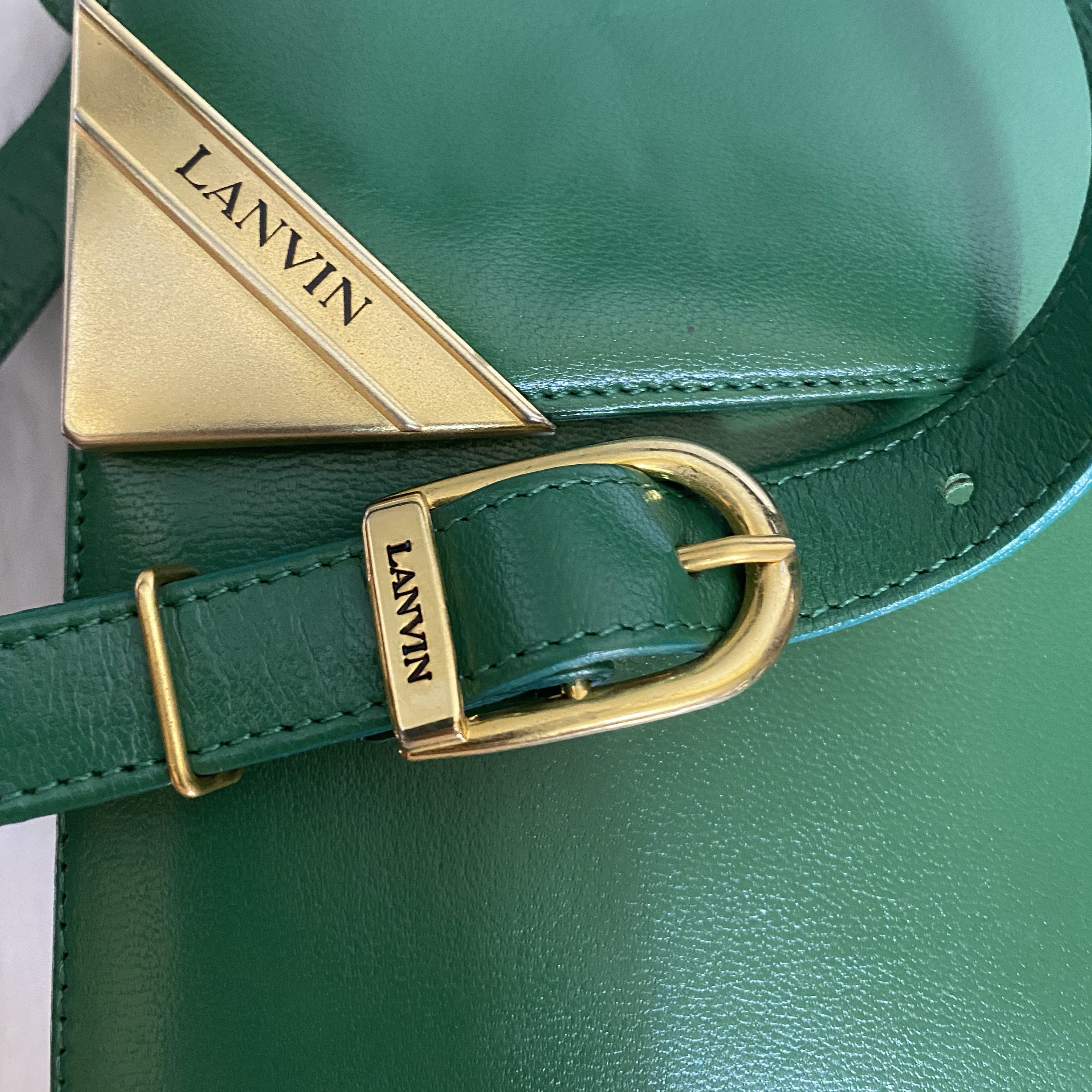 Lanvin Vintage Green Leather Crossbody Bag Size ONE SIZE - 9 Thumbnail