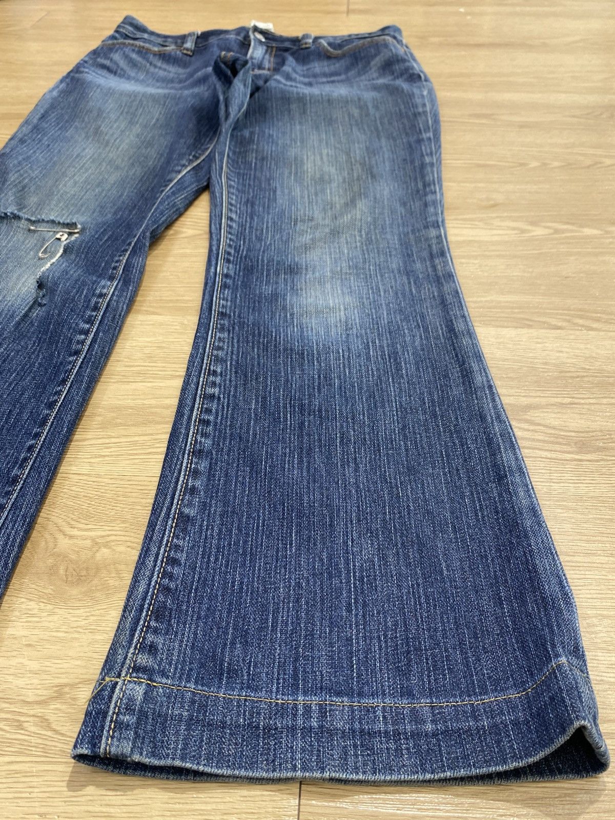 Gap GAP Blue Wash Style Ribbed Flare Jeans Size US 30 / EU 46 - 6 Thumbnail