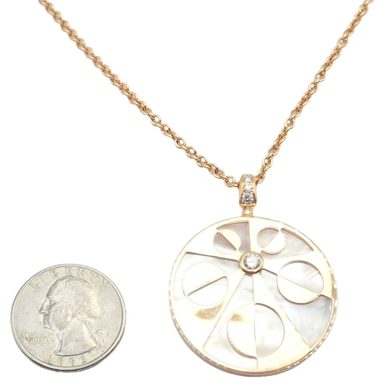 Bvlgari Bulgari Intarsio 18k Gold Diamond Mother of Pearl Necklace Size ONE SIZE - 12 Thumbnail