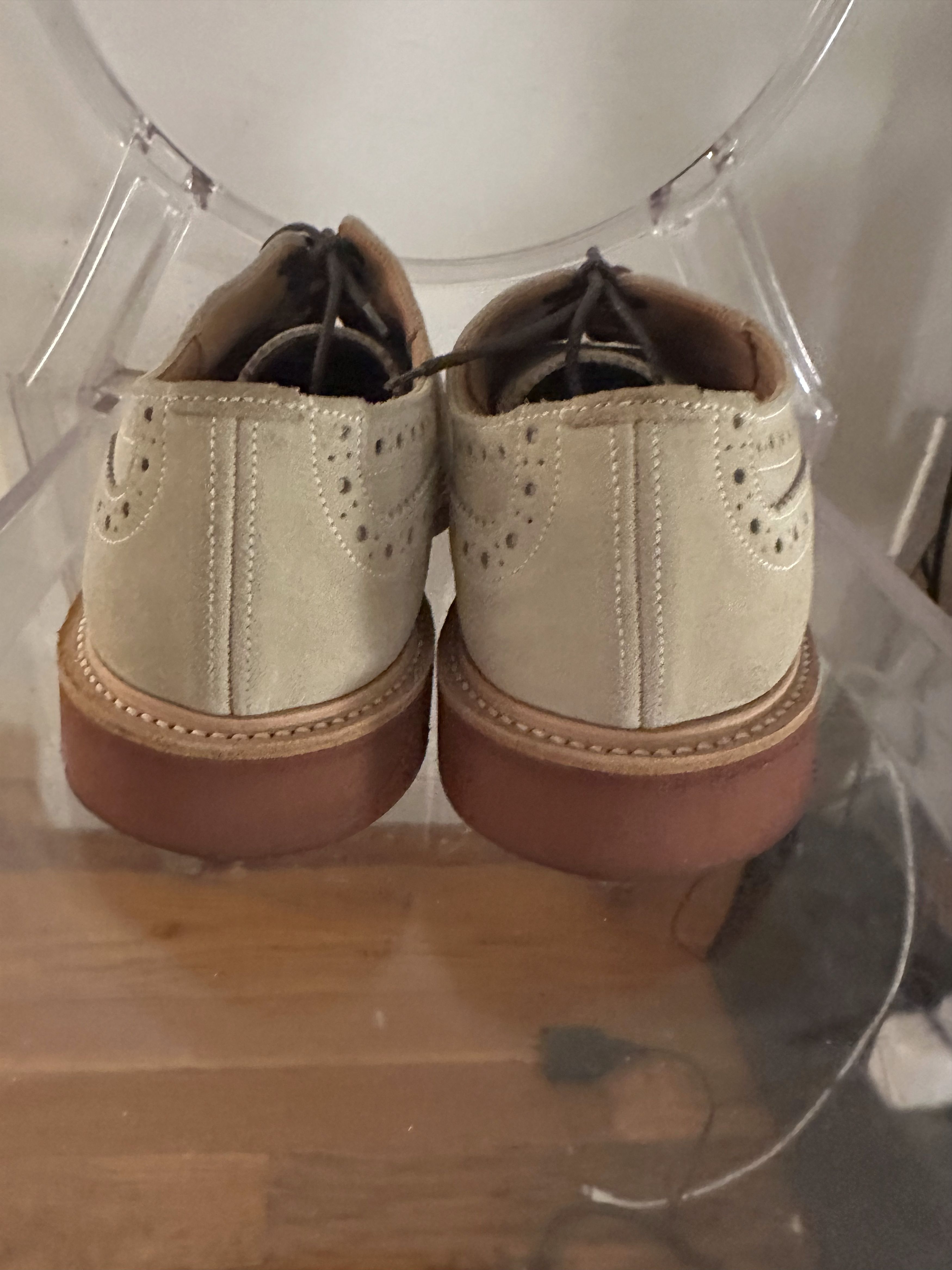 Tricker's Tricker's Bourton Beige Suede Brogue – Vibram – UK 9.5 Size US 10.5 / EU 43-44 - 4 Thumbnail