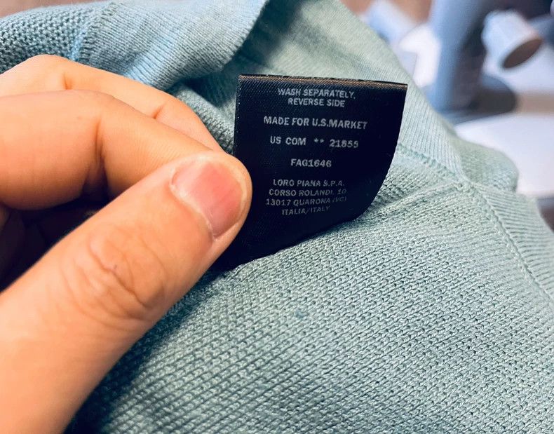 Loro Piana LORO PIANA Sesame Blue Retro American T-shirt Polo shirt Size US XL / EU 56 / 4 - 6 Thumbnail