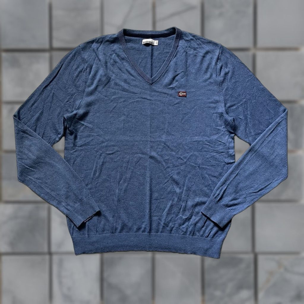 Napapijri Napapijri Sweater Mens V-Neck Blue Wool Blend Pullover Large Regular Knit Jumper Ventage? No Vintage: No Size US L / EU 52-54 / 3 - 1 Thumbnail