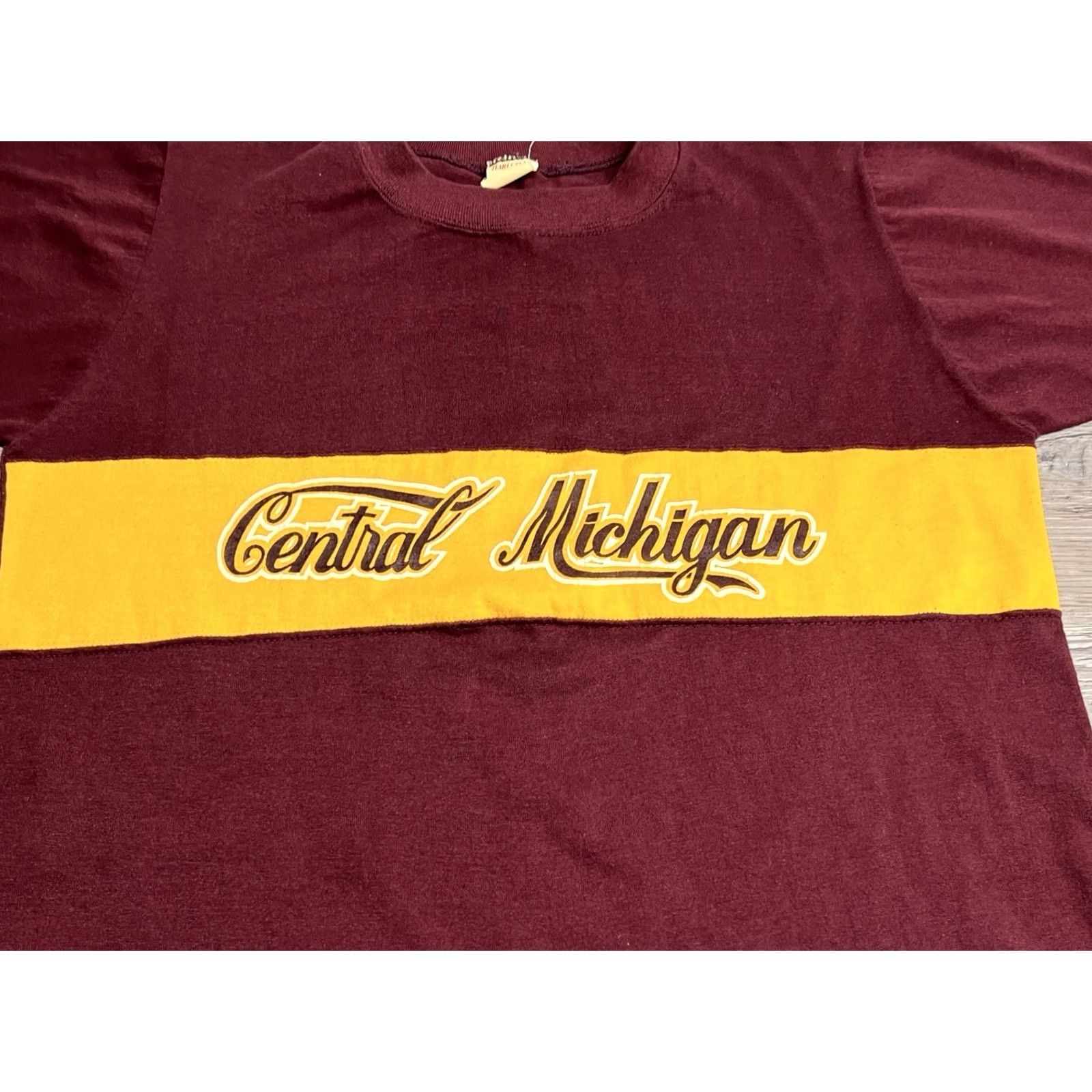 Chippewa VINTAGE Central Michigan CMU Single Stitch Chippewas Tee L Stripe Shirt Mens Red 70s Retro Size US L / EU 52-54 / 3 - 3 Thumbnail
