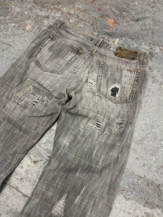 Roberto Cavalli × Vintage 2000s Cavalli Destroyed Grey Denim Jeans Size US 32 / EU 48 - 10 Thumbnail